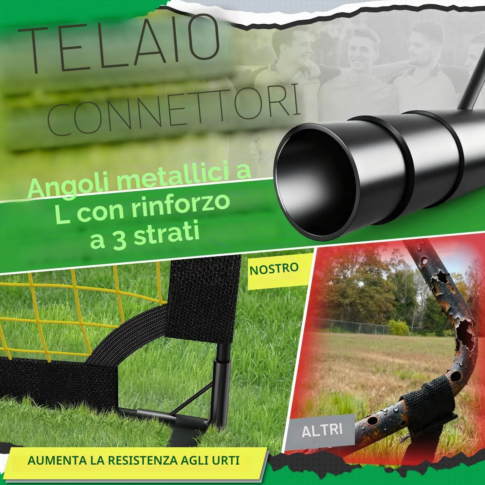 Happy Jump Porta da Calcio Pieghevole – Rete da Giardino 90x67, 120x90, 152x110, 213x152 CM | Opzioni con Pallone, Bersaglio, Pompa e Coni | Perfetta per Allenamento Outdoor e Regalo