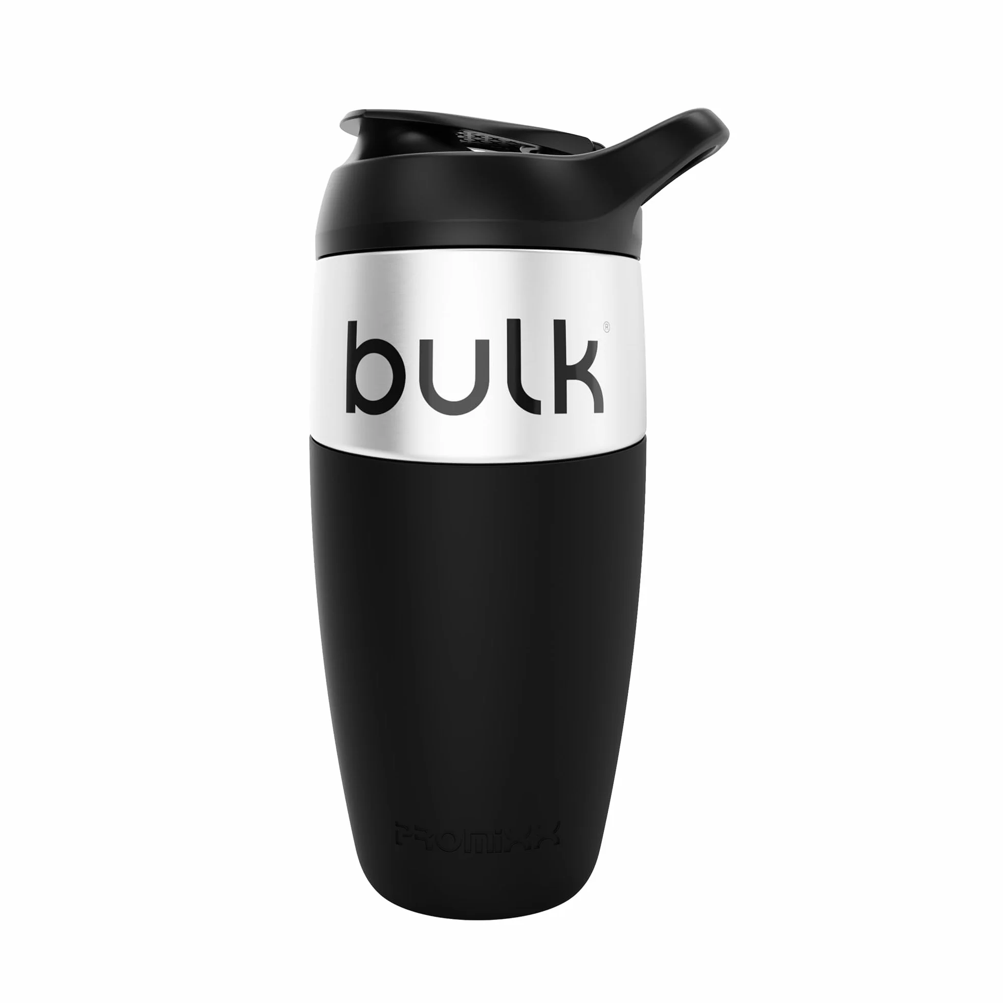 Promixx Shaker Acciaio Inox 700ml Nero - Agitatore Snap-Fit Antiperdita Design Robusto Antiscivolo