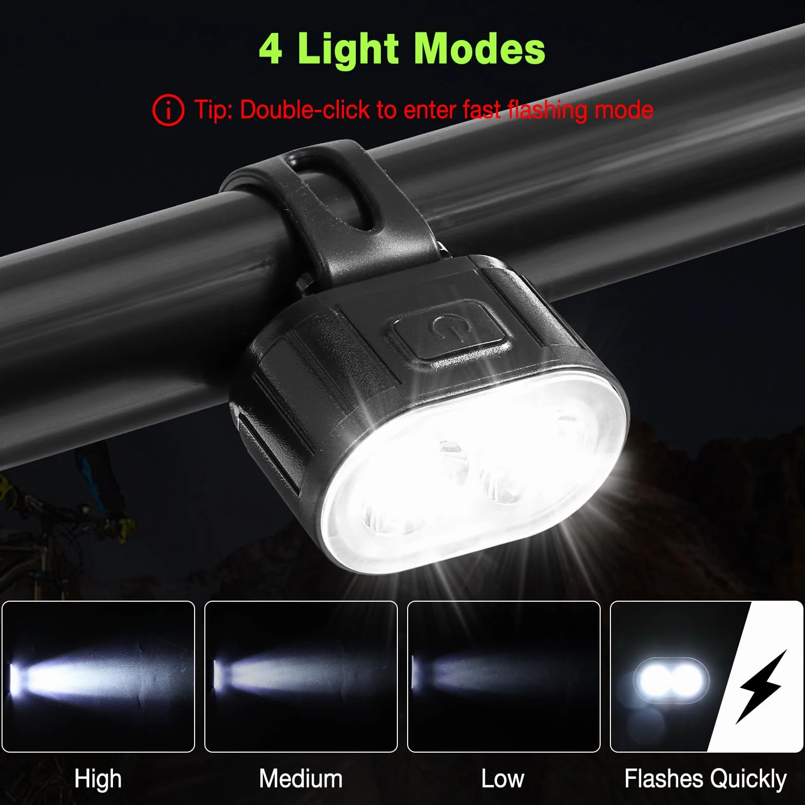 Oderra Luci Bicicletta LED Anteriore e Posteriore USB Ricaricabile IPX4 Impermeabile 4/6 Modalità per MTB Bici Skateboard