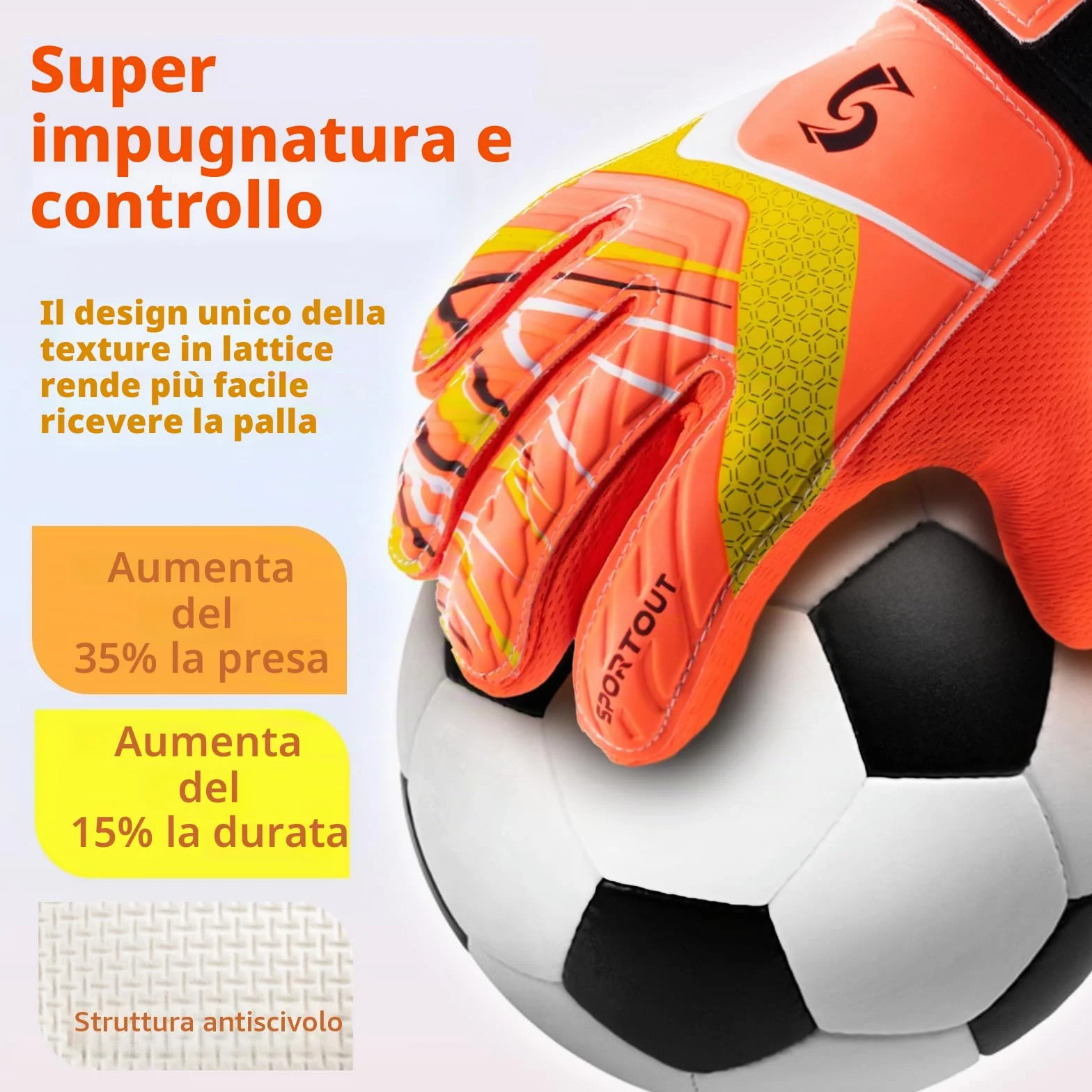 Sportout guanti da portiere bambini ragazzi doppia protezione polso lattice antiscivolo