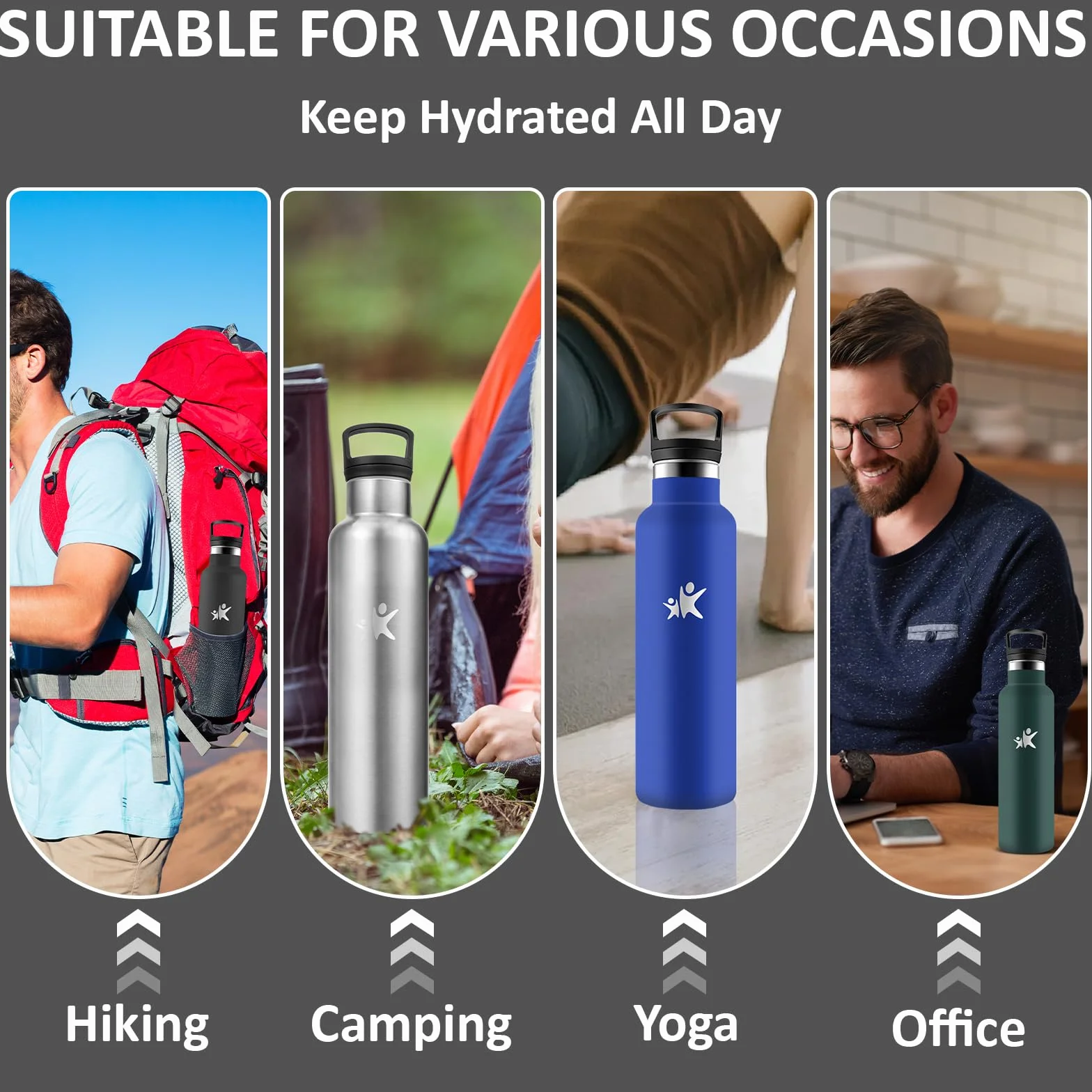 Borraccia Termica 1 Litro Senza BPA con Cannuccia Isolato Sottovuoto per Sport Campeggio