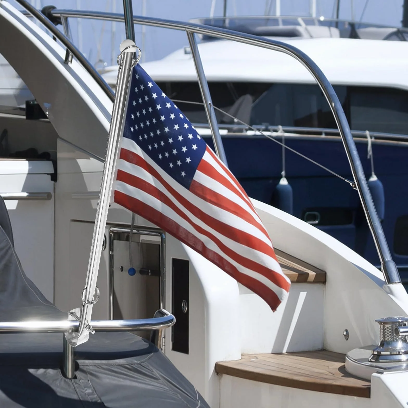 Portabandiera in Acciaio Inox per Yacht Supporto Bandiera Barca Resistente all'Usura