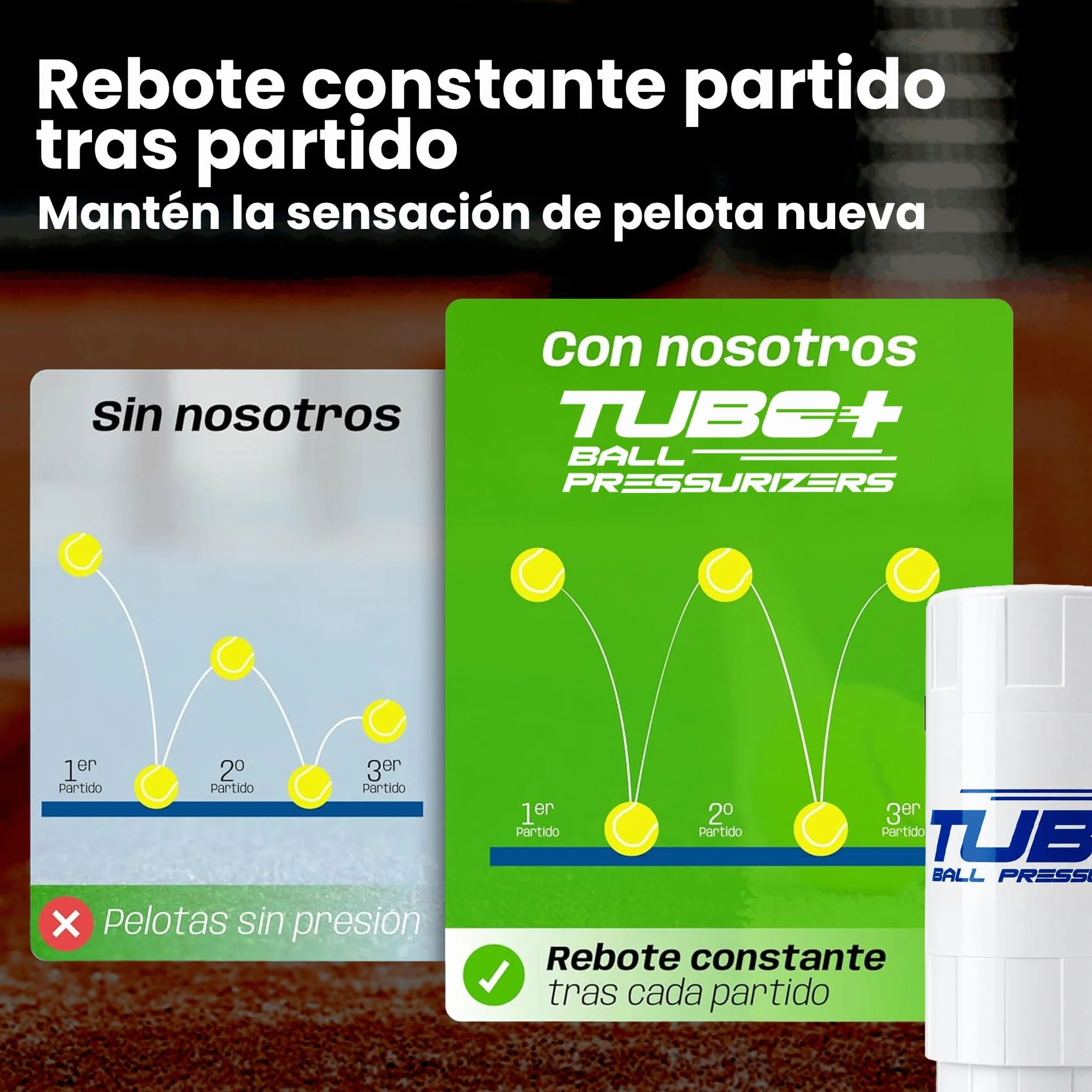 TUBOPLUS X3 Pressurizzatore per Palline da Padel e Tennis Contenitore Ermetico 3 Palline