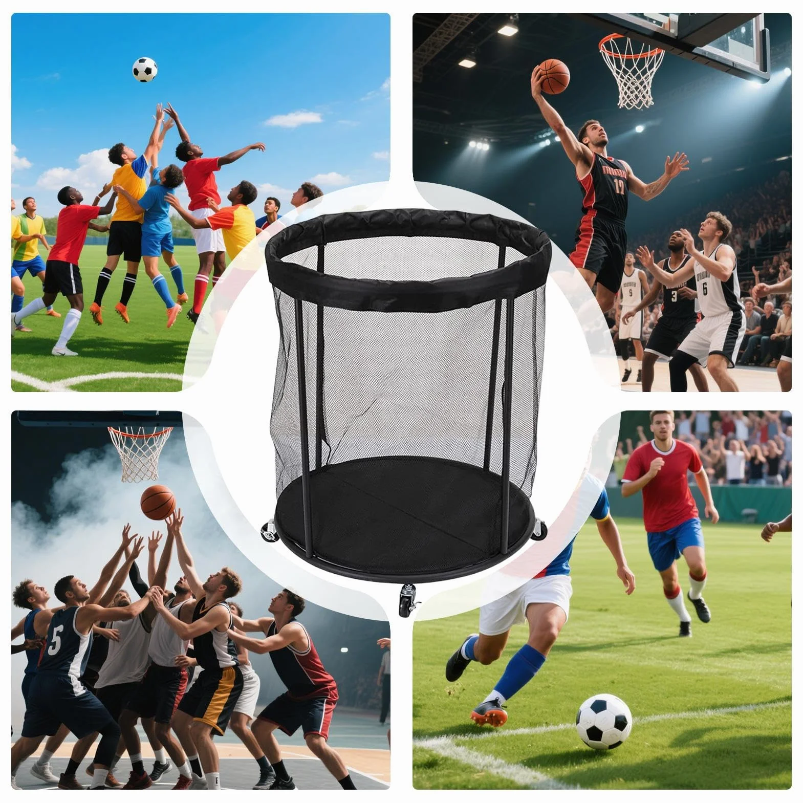 Cestino di grande capacità portatile per attrezzatura da giardino e sportivo garage esterni rete di stoccaggio flessibile