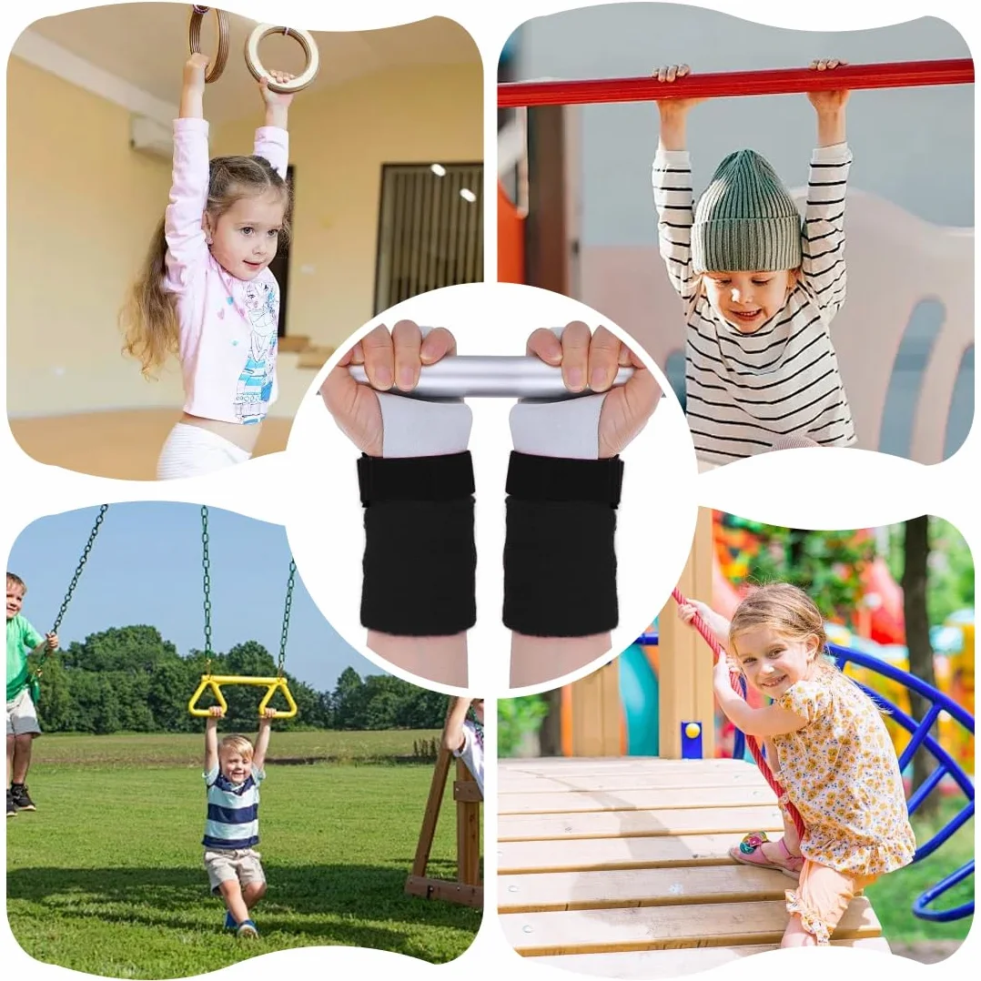 Prese per Mani Ginnastica Bambini in Pelle Vera, Manopole Allenamento Taglia M, Bianco e Nero