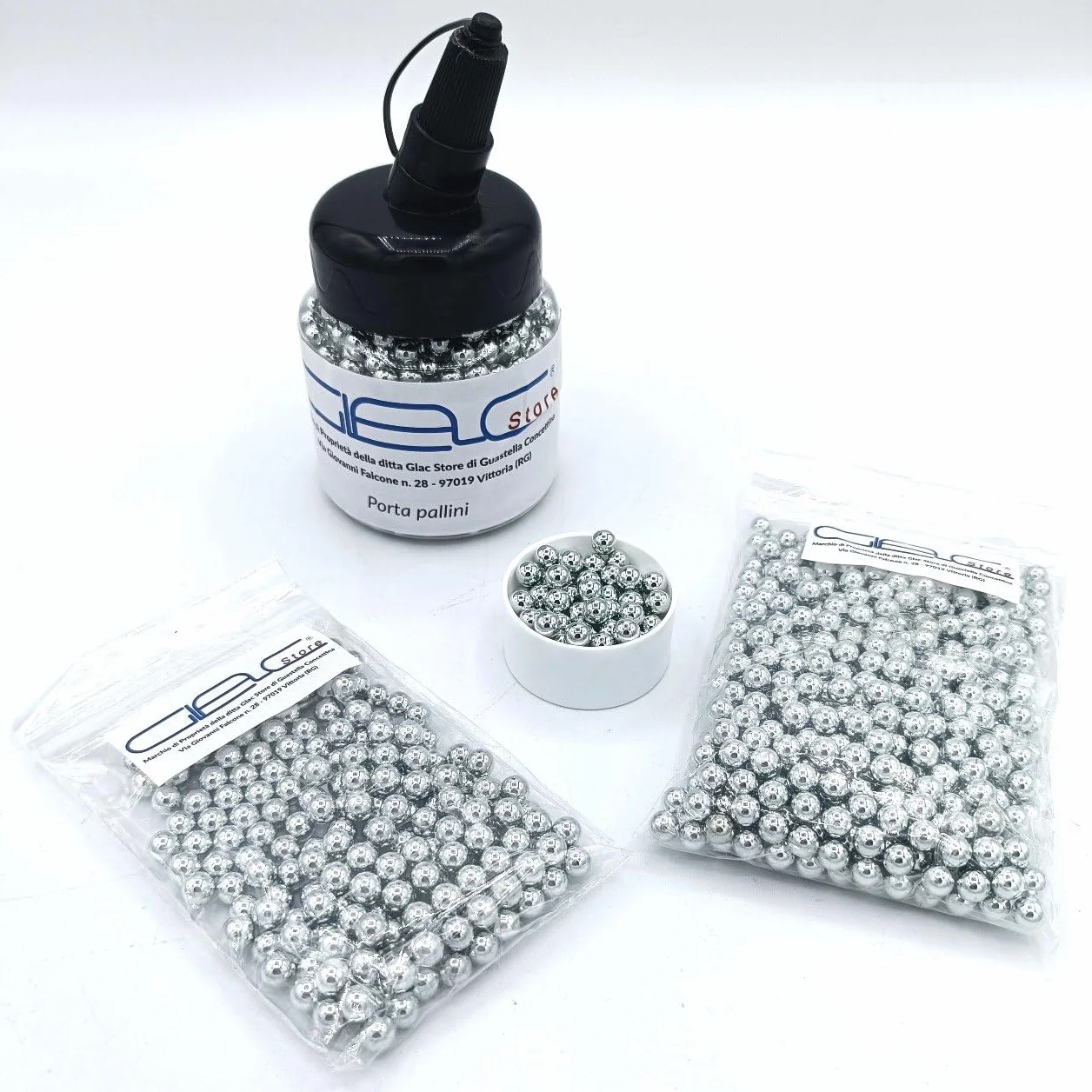 Pallini Softair Acciaio 6 mm 0,80 Grammi Calibrati Lucidati 1000 Pz con Porta Pallini