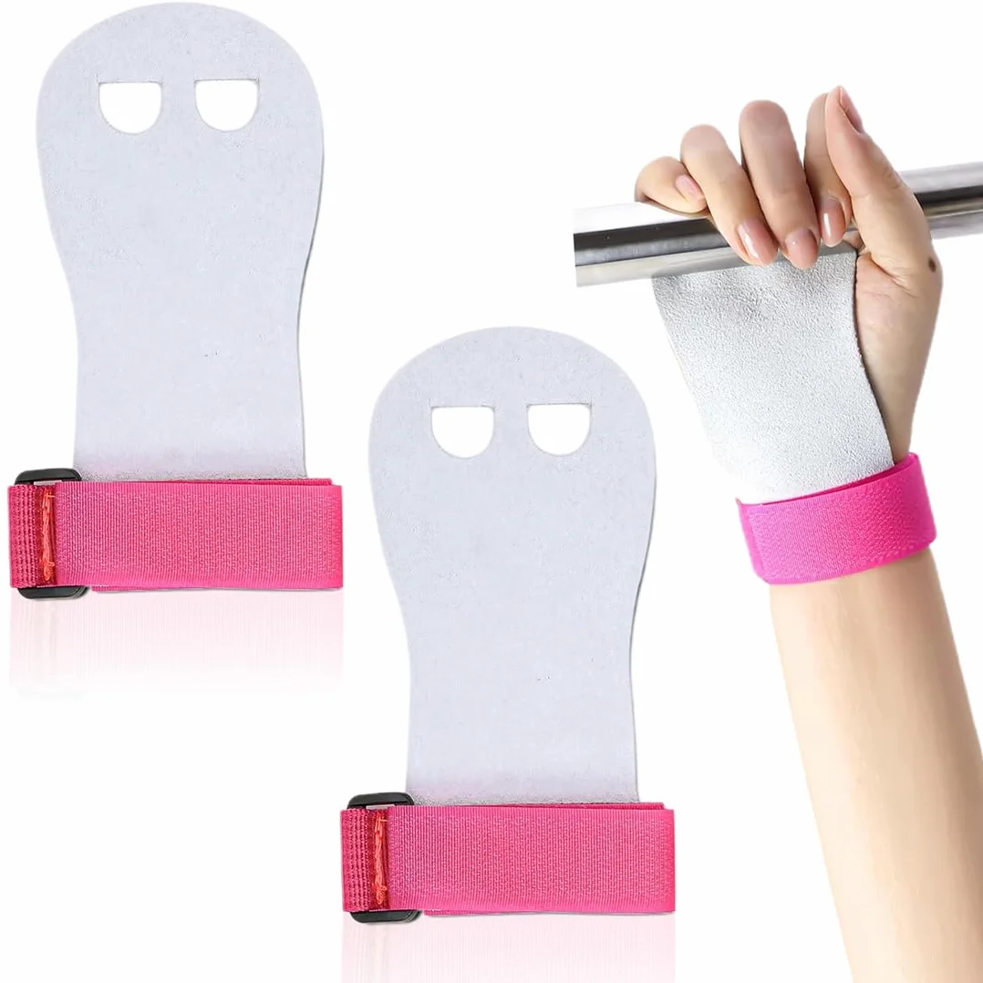 Manopole da ginnastica antiscivolo con cuscinetti, guanti per barra orizzontale bambini, polsiere sportive fitness rosa