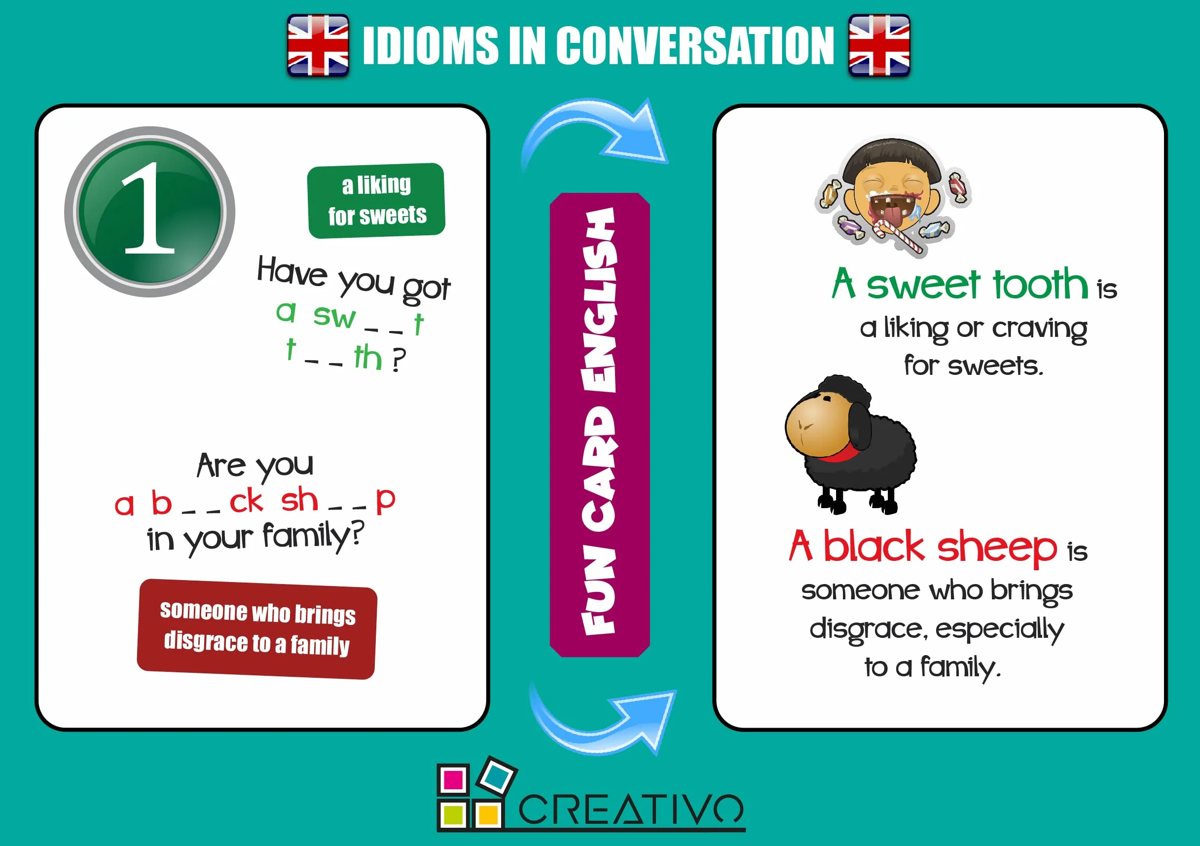 Fun Card English 100 IDIOMS in Conversation (Grammar and Vocabulary Flashcards + Exciting Game)