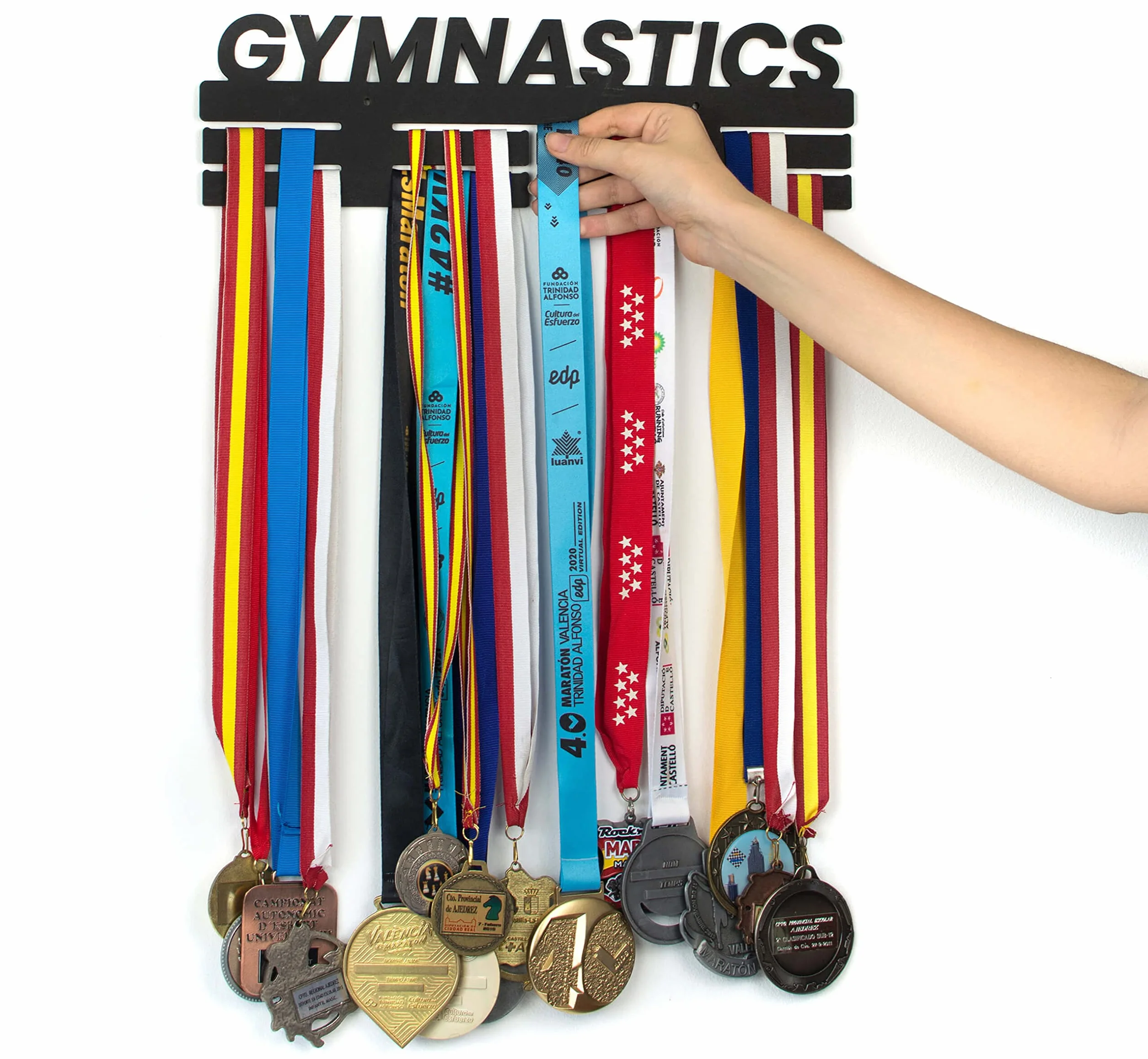 CONTRAXT Porta medaglie da Parete Legno Medagliere Appendi Espositore Sportiva Bambino Medal Hanger Display