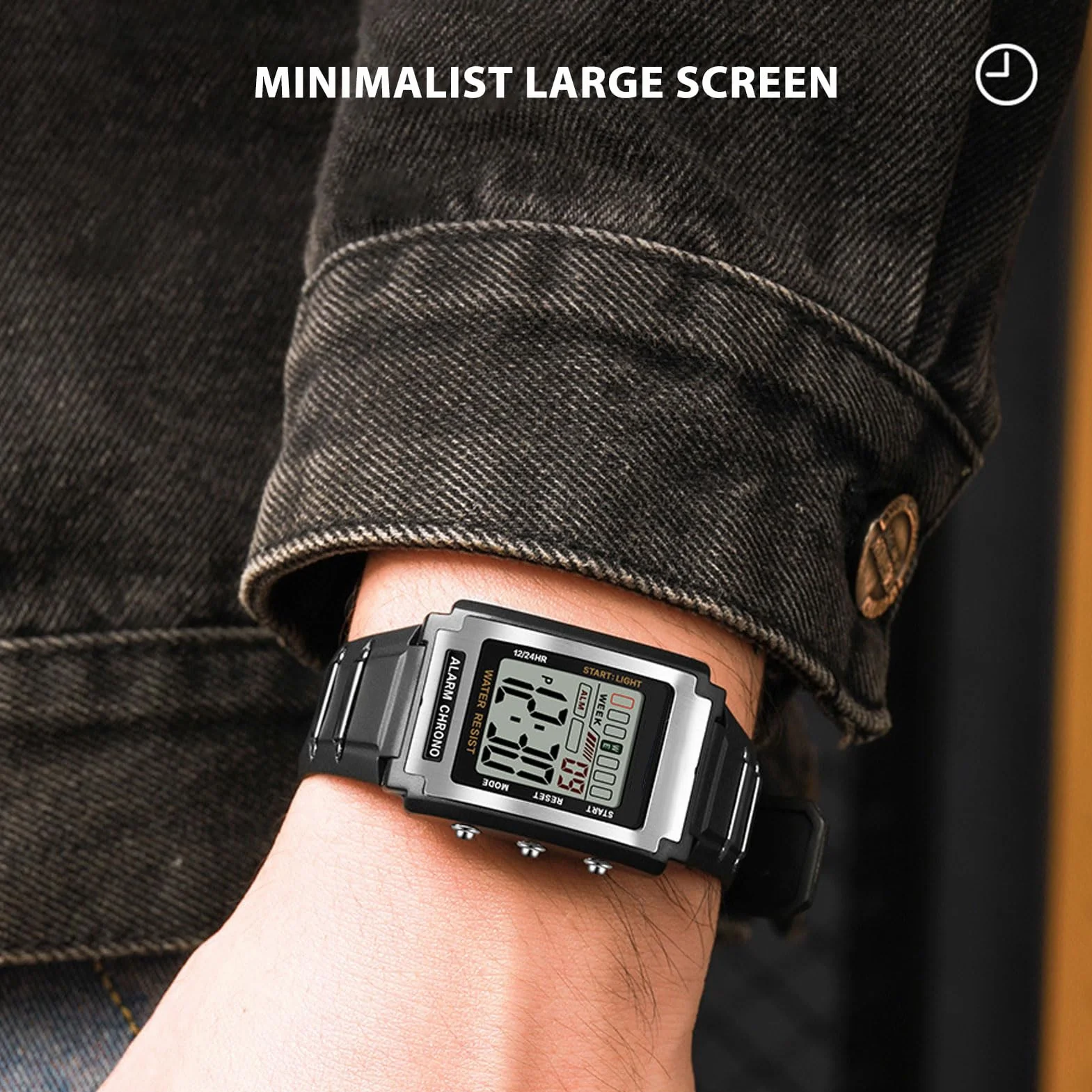 Orologio Sportivo Digitale, Orologio da Nuoto Impermeabile, Orologio Polso Cronografo Rettangolare Esterni Orologio Digitale Multifunzionale a Grande Schermo per Escursioni Corsa