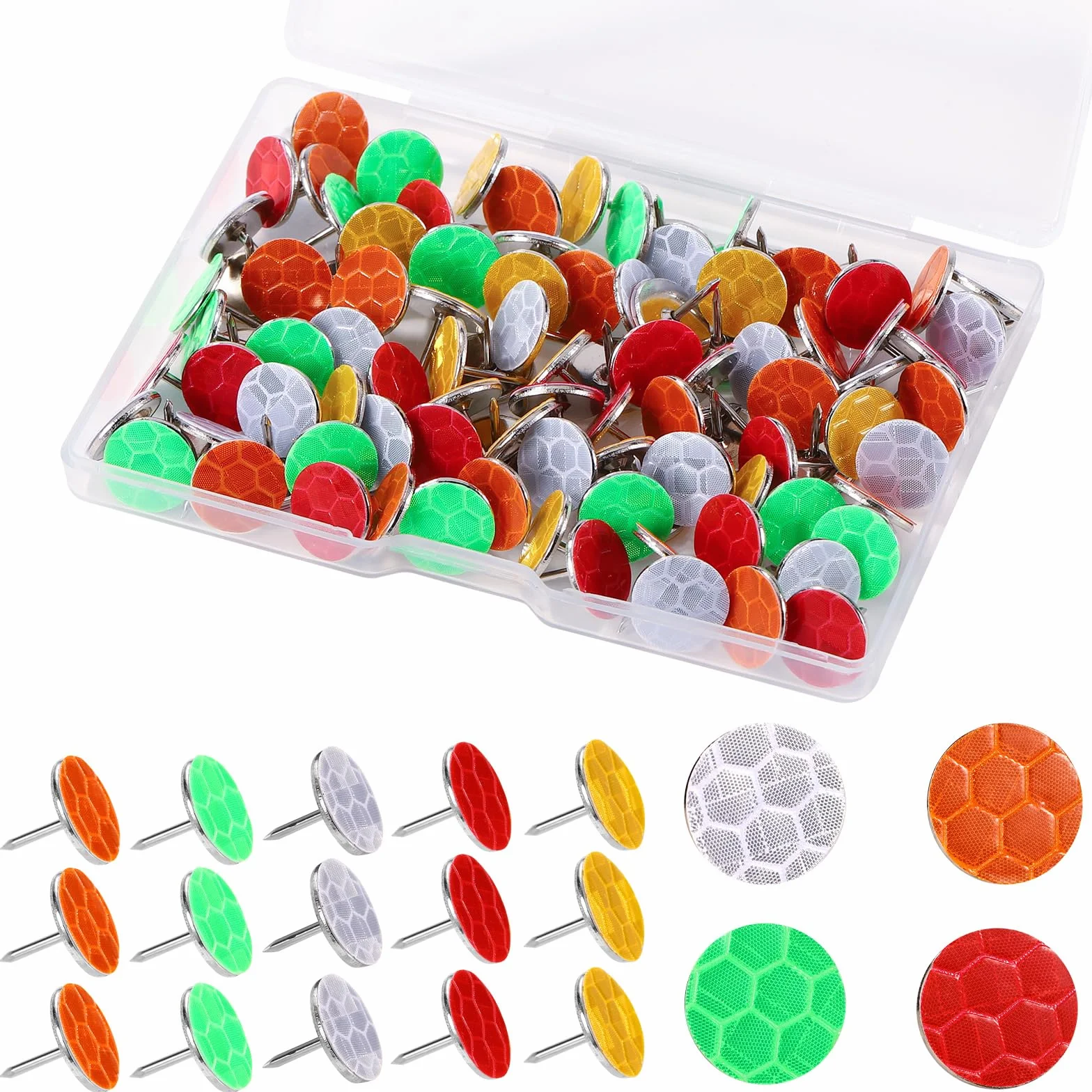 Puntine Riflettenti per Marcatura Sentieri 100pz 5 Colori per Caccia Campeggio Supporto Alberi