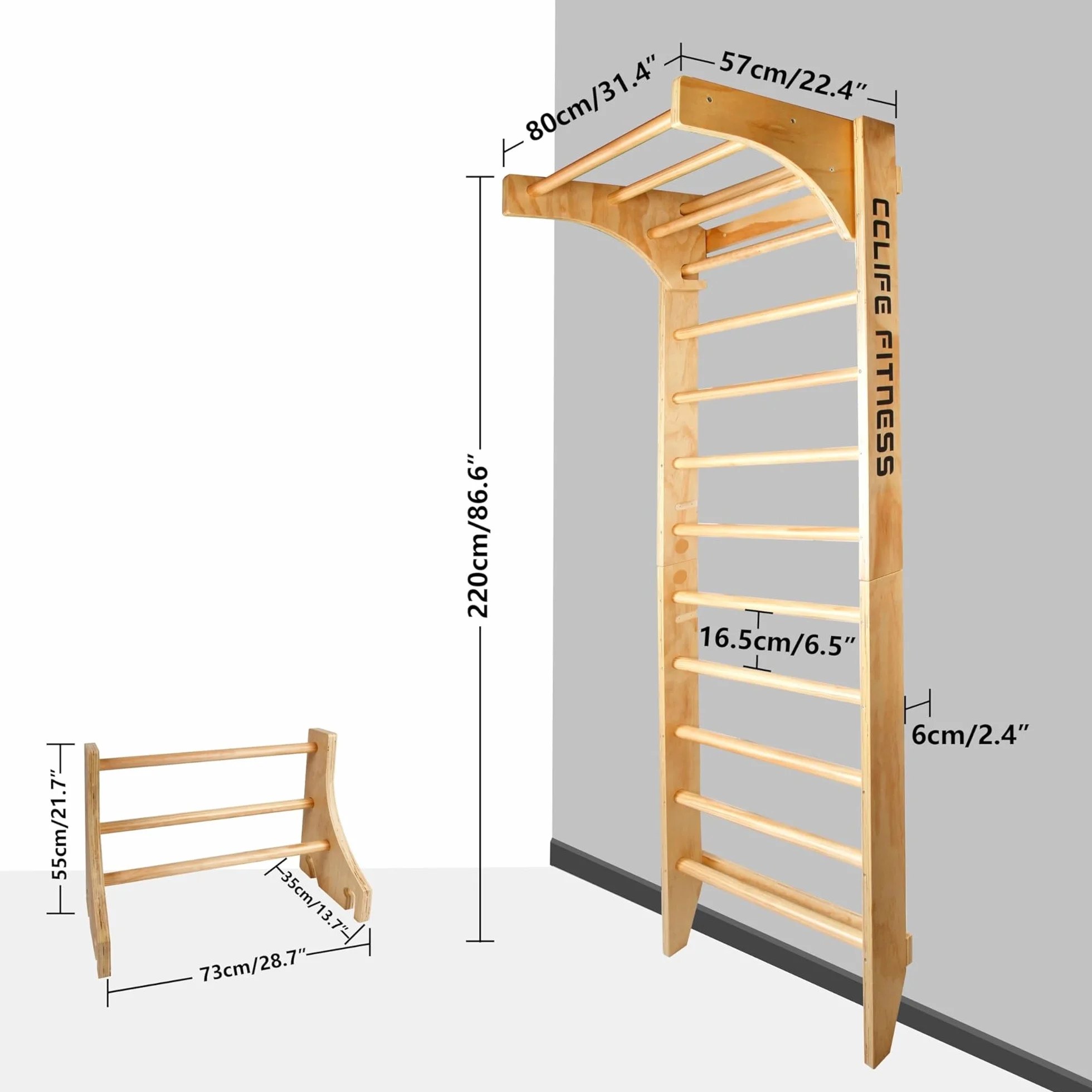 CCLIFE Spalliera Svedese Scala Svedese in Legno Telaio Arrampicata Fitness Adulti Bambini