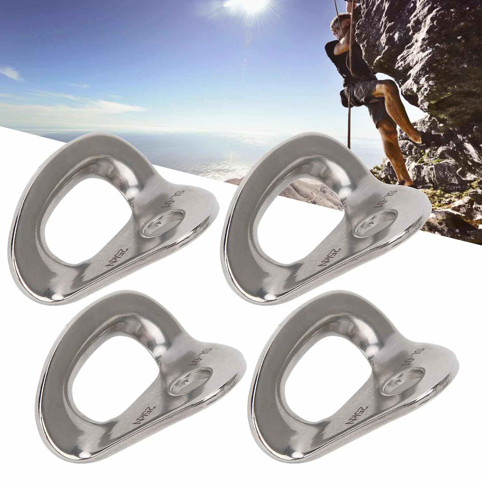 Gancio da Arrampicata 4 Pezzi Accessori per Arrampicata su Roccia Forte Forza di Trazione Ancoraggio