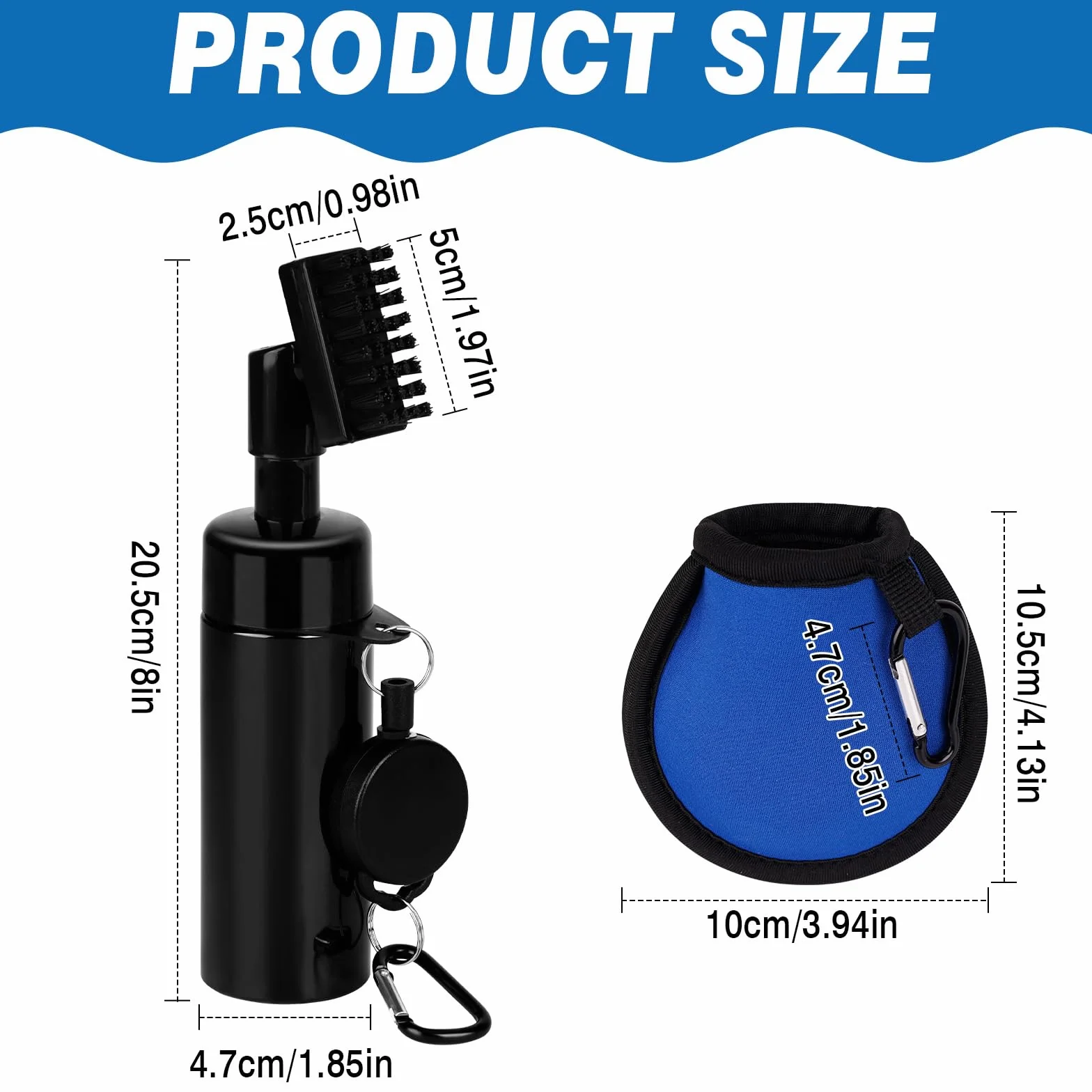 Kit di Pulizia per Golf Spazzola Spray Mazze + Sacchetto Blu Rosso Palline