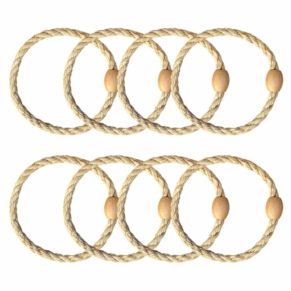 Set di anelli per lanciare gli anelli all'aperto in corda di canapa con perline di legno per giochi per feste in giardino UK Lawn Toss anelli di ricambio per cortile carnevale giocattolo portatile