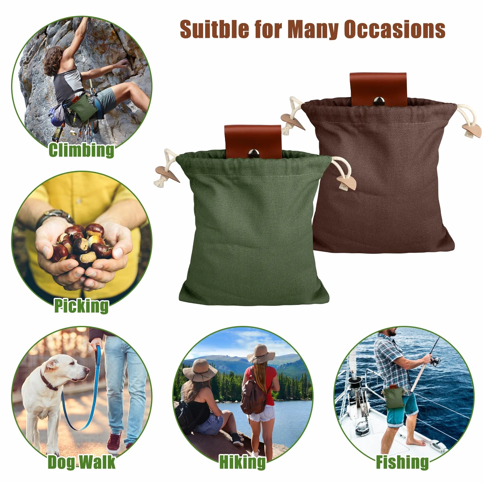 Custodia per Foraggiamento in Tela EEEKit 2 PCS Borsa da Cintura per Funghi Campeggio Escursionismo