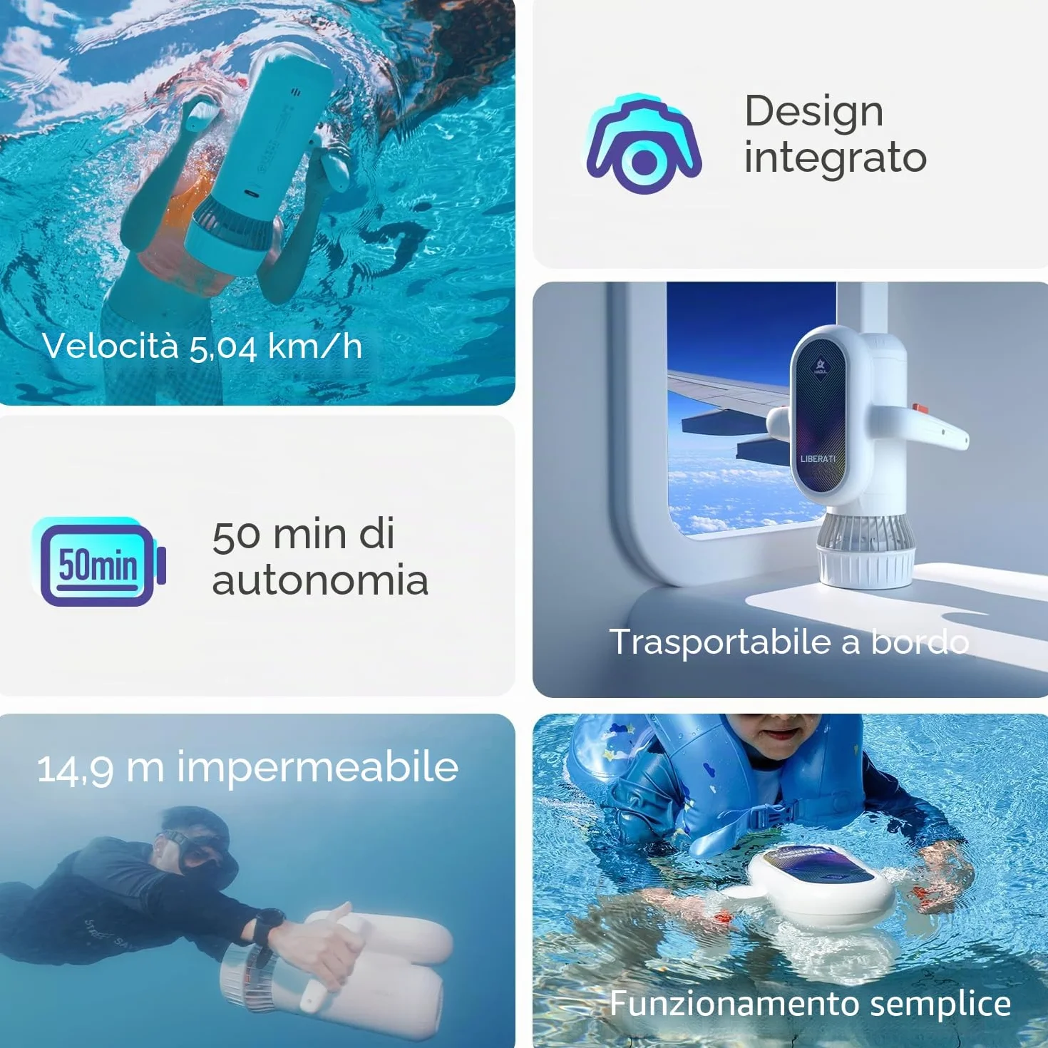 Sublue Hagul Monopattino subacqueo 50 Minuti 2 Marce 15 m Impermeabile