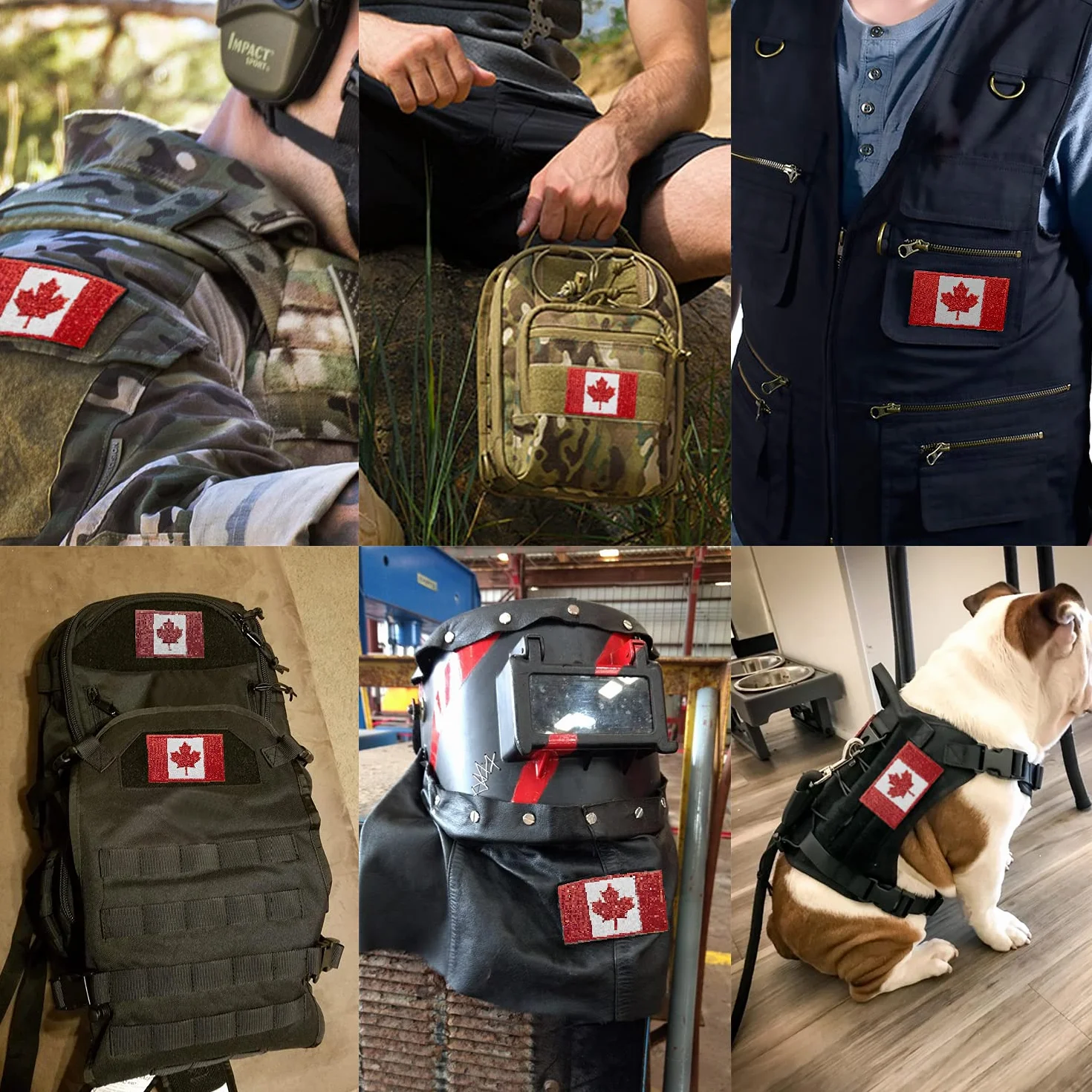 Anley - Toppe ricamate con bandiera canadese tattiche (confezione da 2) - toppa con stemma 2 "x 3" cucita per uniforme militare - chiusure a strappo si attaccano a cappelli tattici
