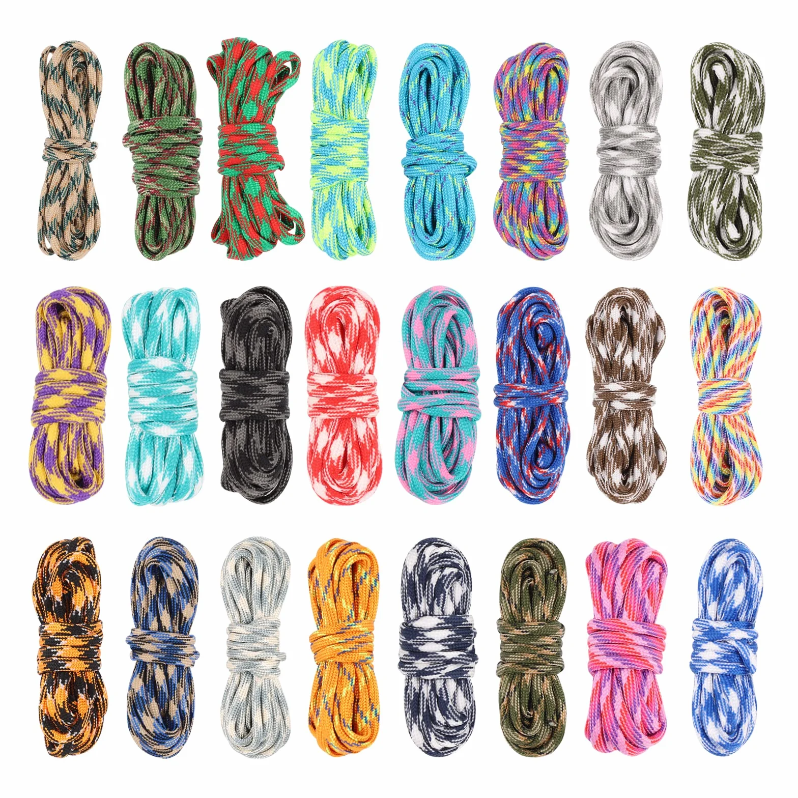 Corda Paracord 550 Kit 24 Pezzi 4 mm Paracadute Multifunzione Set Braccialetti