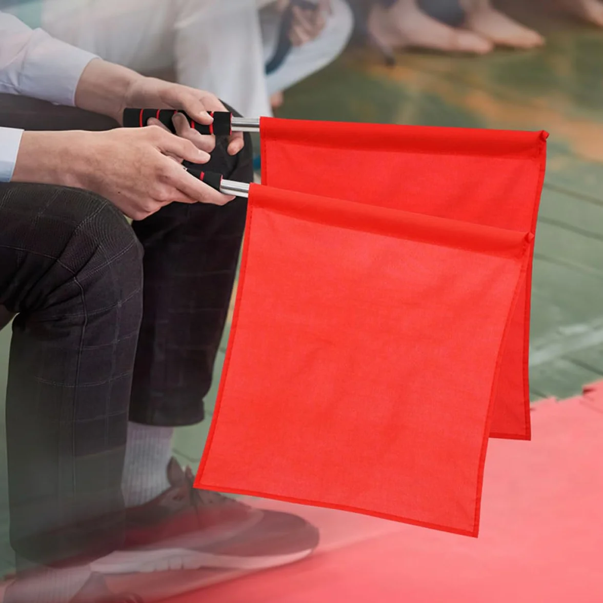 Bandiere Segnaletiche Rosse 4 Pezzi Manico Robusto Acciaio Inossidabile per Traffico Sport Arbitri