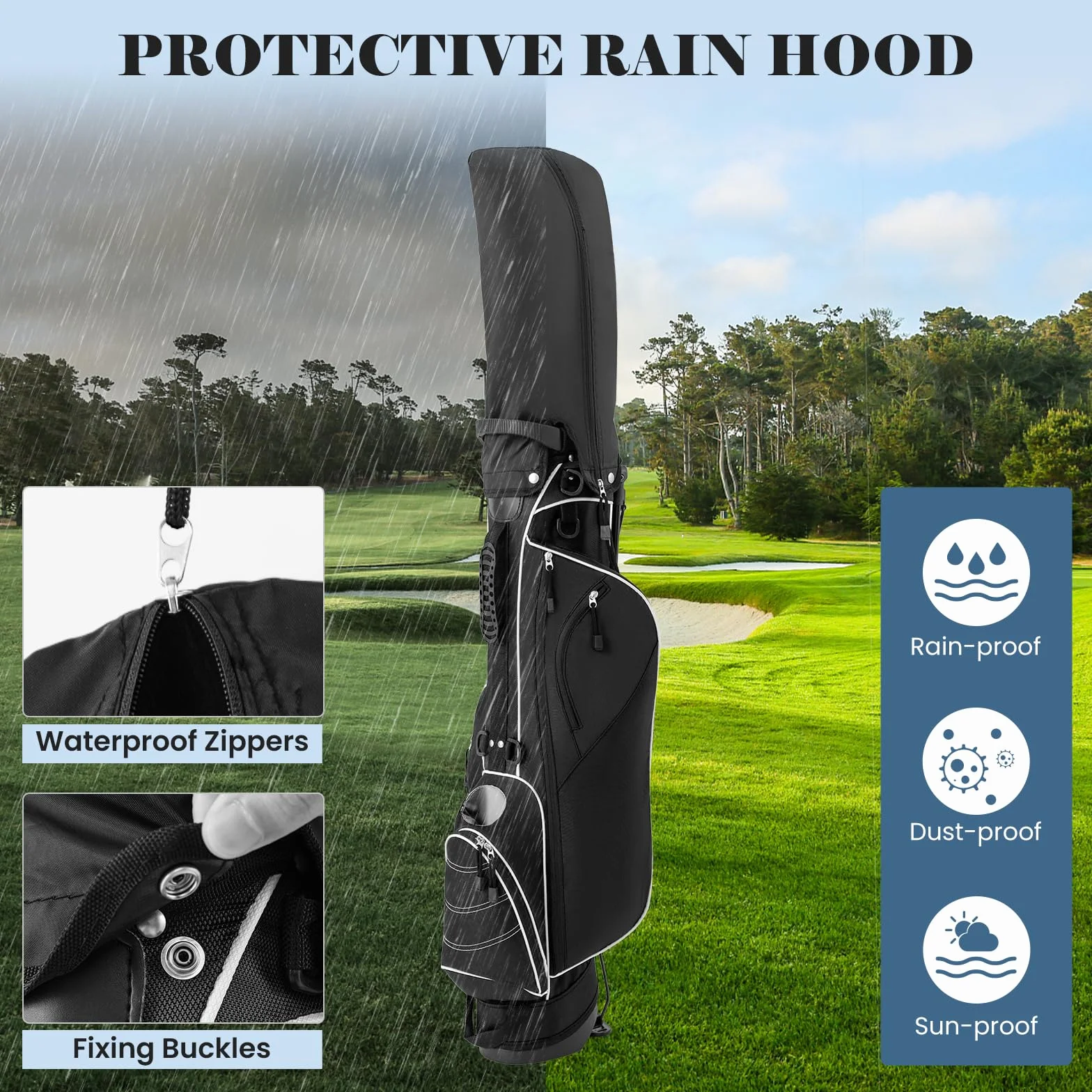 LIFEZEAL Borsa da golf, borsa portatile con 4 divisori divisori, borsa da golf con spallacci regolabili, borsa leggera per mazze da golf per uomo e donna