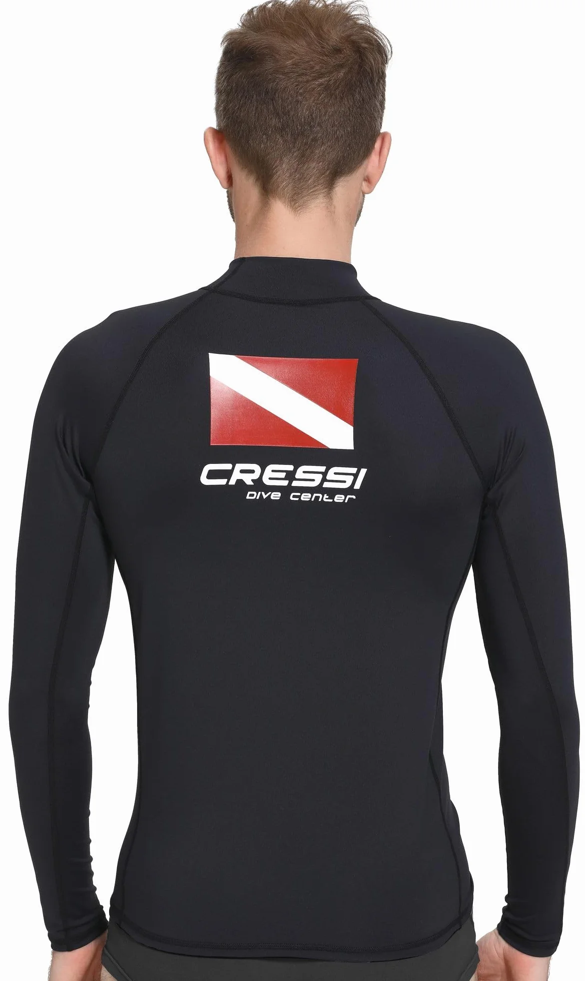 Cressi Rash Guard Man Black Dive Center - Maglia Protettiva Uomo Maniche Corte o Lunghe in Speciale Tessuto Elastico, Protezione Solare UV (UPF) 50+