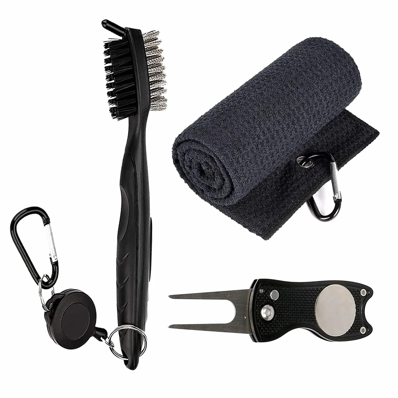 Divo Set di Pulizia Golf Club Groove Spazzola Asciugamano Pieghevole Strumento Riparazione Marcatore Palla