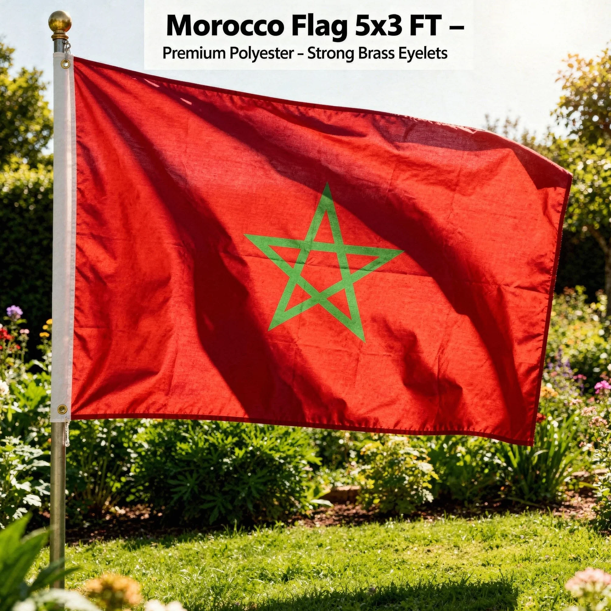 SHATCHI Grande 150 x 90 cm Bandiera nazionale del Marocco Marocco, tessuto di poliestere in ottone, occhielli per la Coppa del Mondo FIFA Football Rugby Sport sostenitore