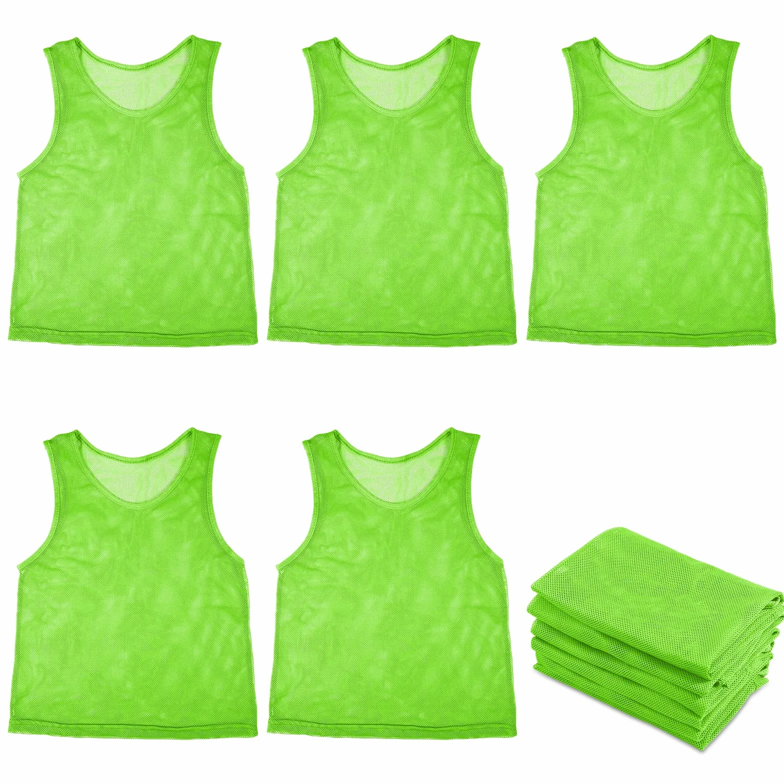 Savita 12 Pz Gilet Scrimmage in Rete di Nylon Verde Fluorescente per Calcio Basket Bambini