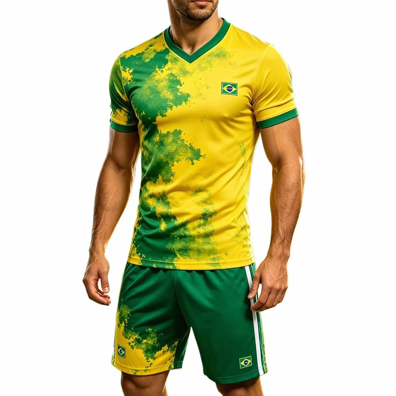 Generisch Coppa del Mondo 2026 Articolo per tifosi di calcio brasiliano vestito per adulti – Pantaloncini
