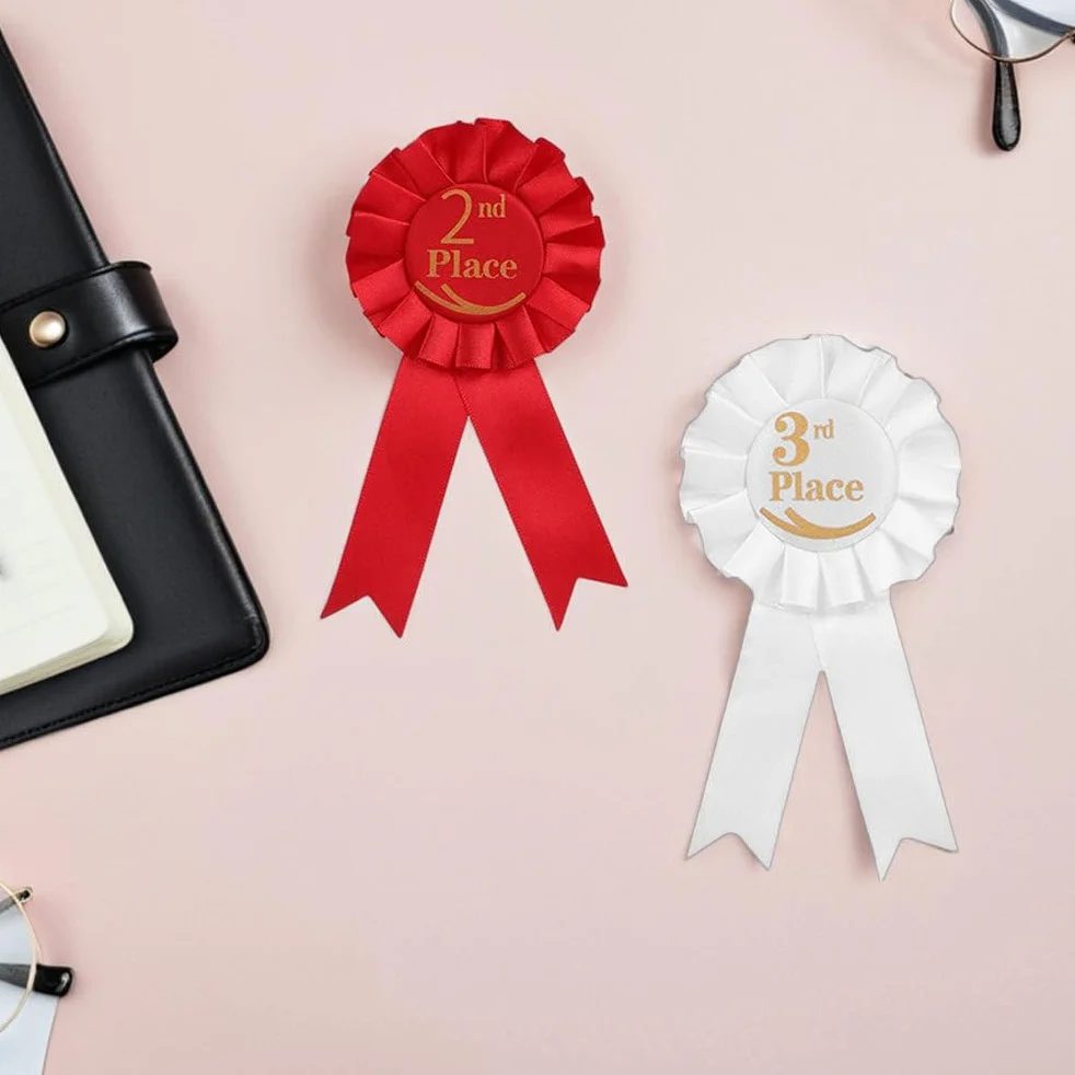 Set di 9 Nastri Premio in Raso con Spilla per 1° 2° 3° Posto Distintivi Sportivi