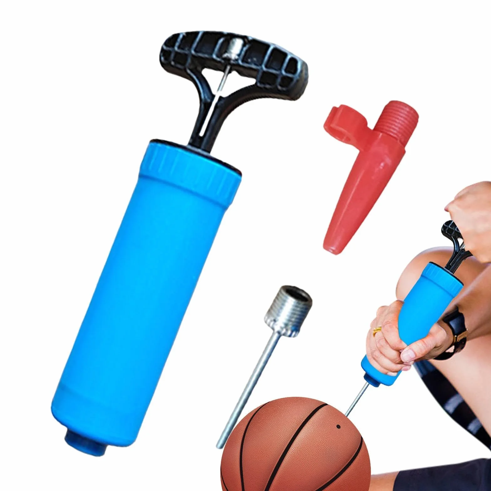 Pompa Ad Aria per Palloni Sportivi con Gonfiatore Manuale Portatile