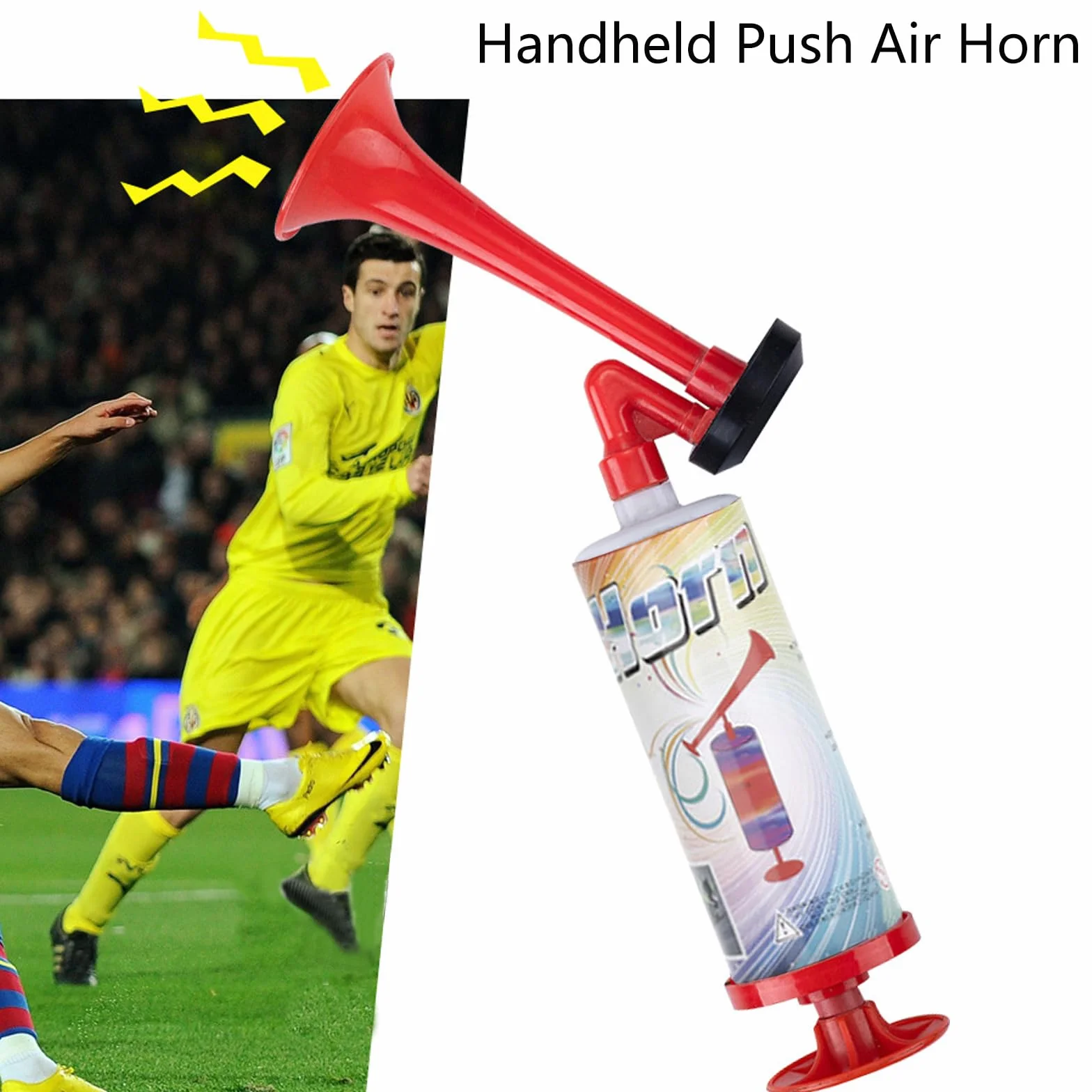 Tromba Manuale da Stadio Fanfara Alta Pressione d'Aria Pompa Portatile Corno Compresso Calcio Misura Grande