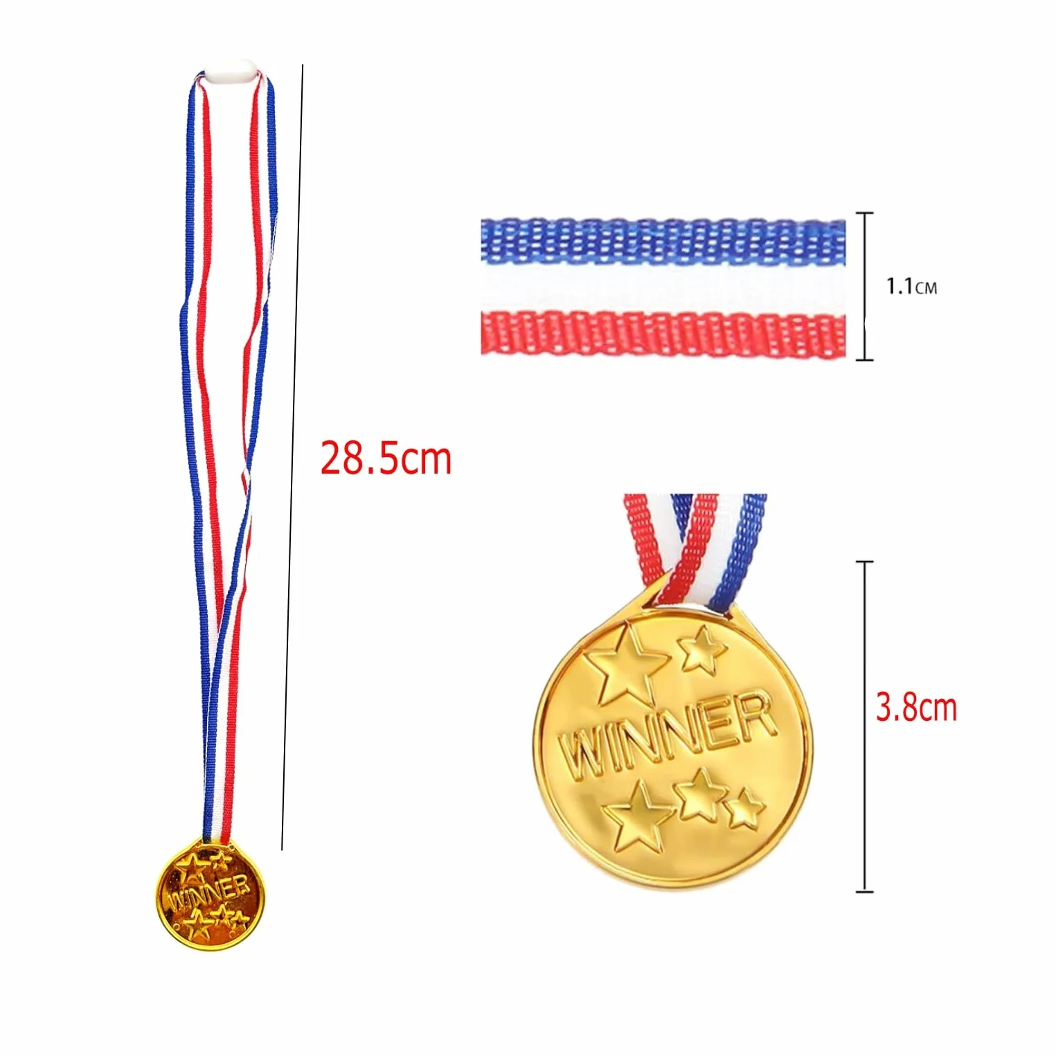 Medaglie Oro Argento Bronzo con Nastri per Bambini Sport Compleanno