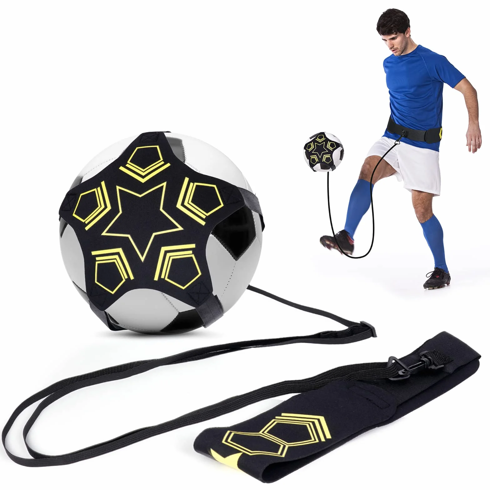 Ainiv Soccer Bungee Trainer, Football Kick Trainer, Accessori Allenamento Calcio, Training Aid per Bambini Adulti, Palloni Taglia 3 4 5