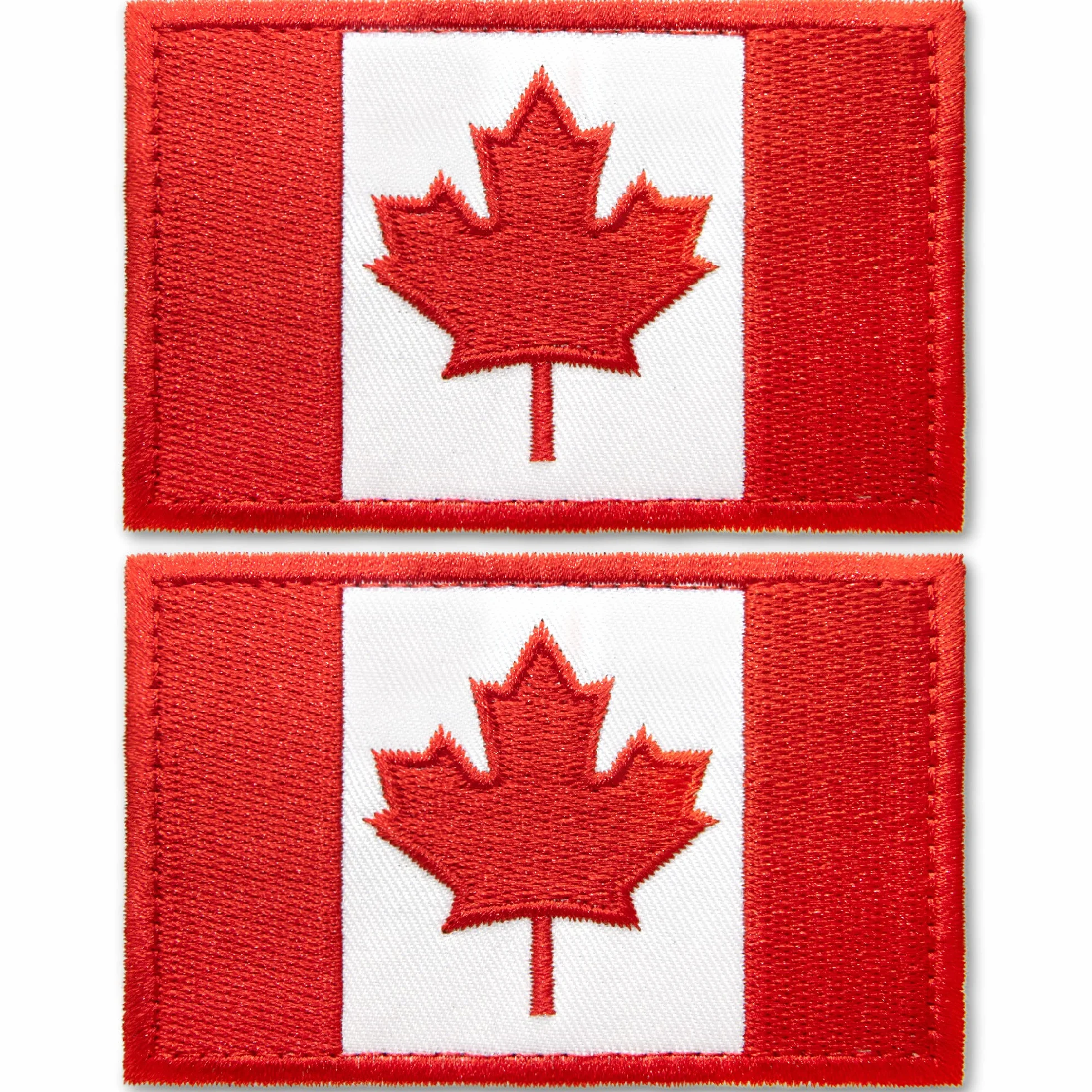 Anley - Toppe ricamate con bandiera canadese tattiche (confezione da 2) - toppa con stemma 2 "x 3" cucita per uniforme militare - chiusure a strappo si attaccano a cappelli tattici