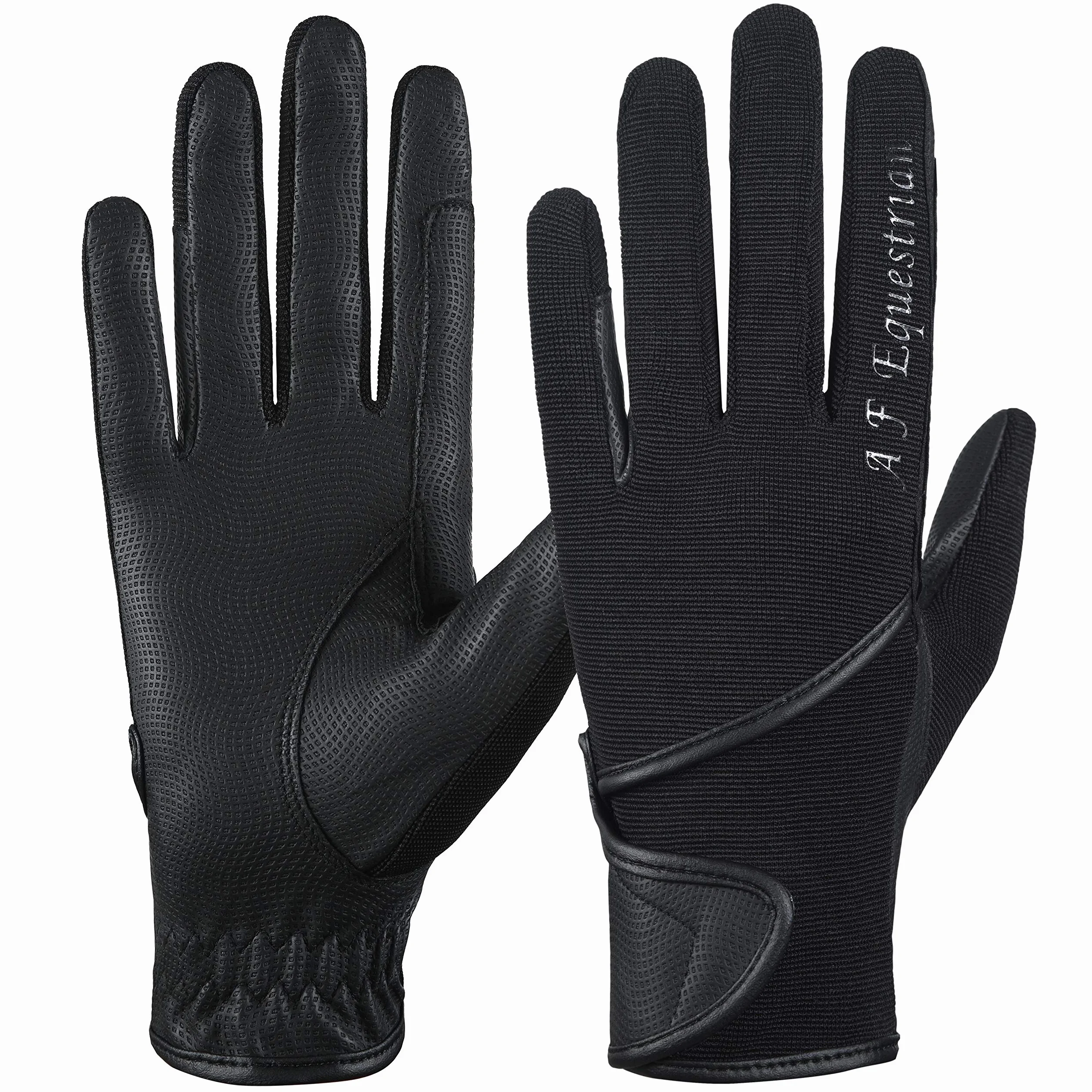 AFE Guanti da equitazione da donna in pelle sintetica elasticizzata nero rosa viola lilla
