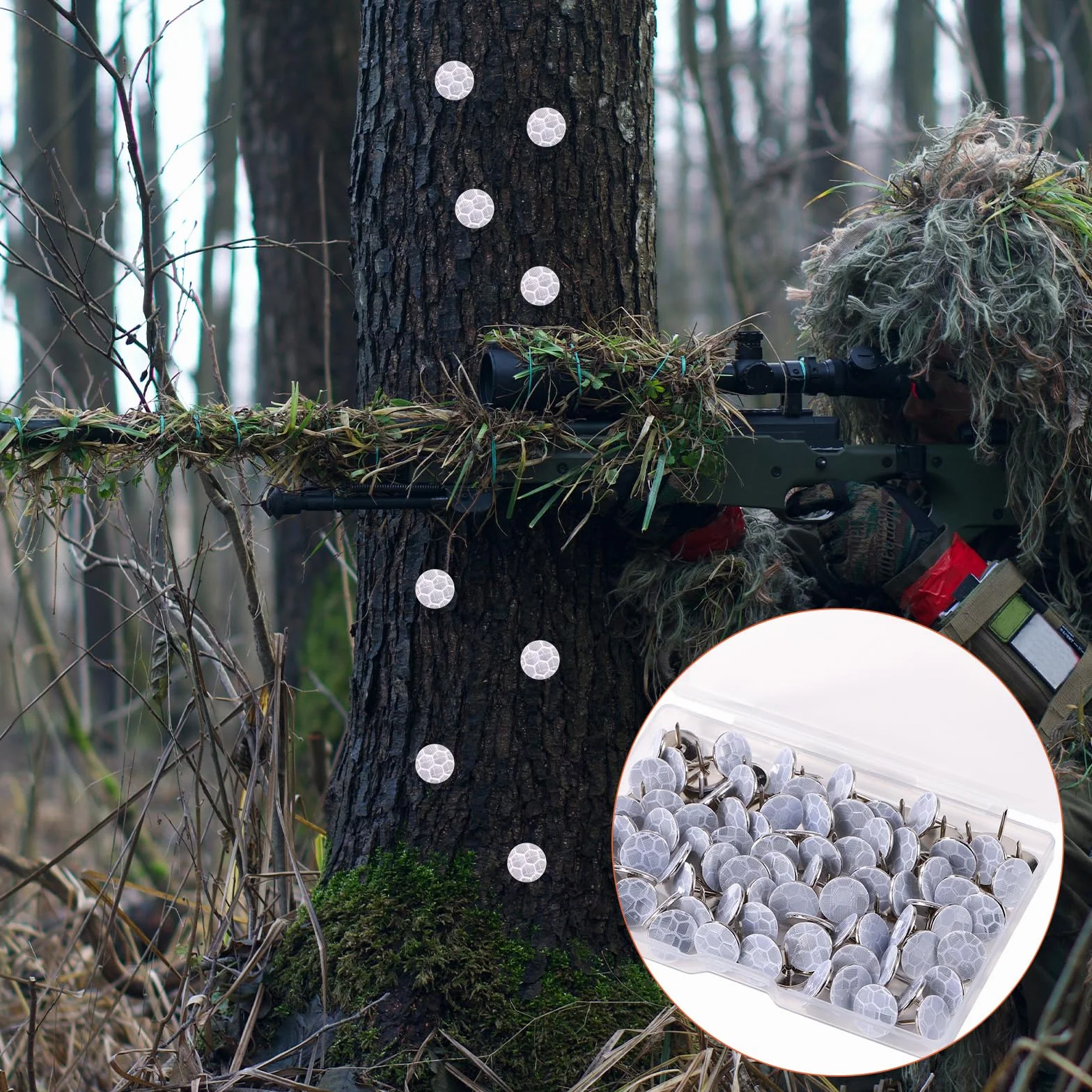 Puntine Riflettenti per Marcatura Sentieri 100pz XIHIRCD - Luminose per Caccia Campeggio Alberi