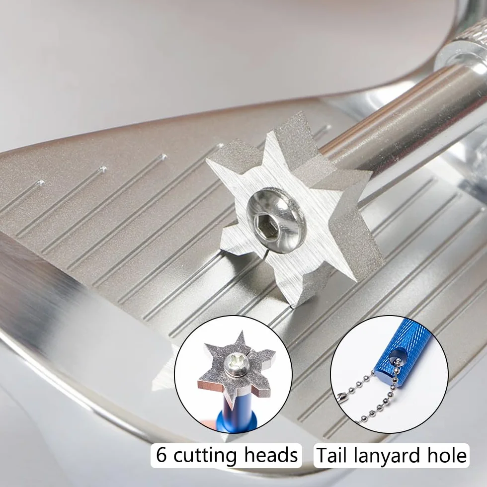 Golf Groove Cleaner U V Attrezzi da Pulizia per Mazze 3 Pezzi con Moschettone Retrattile