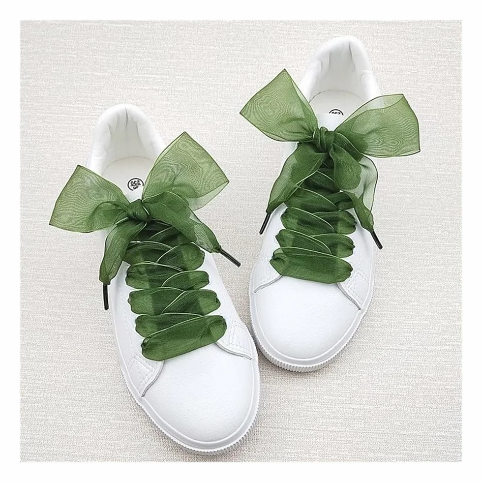 3 paia di lacci per scarpe in organza da 4 cm larghi 60-180 cm da donna con fiocco piatto in raso di seta nastro di tela scarpe da ginnastica scarpe sportive lacci