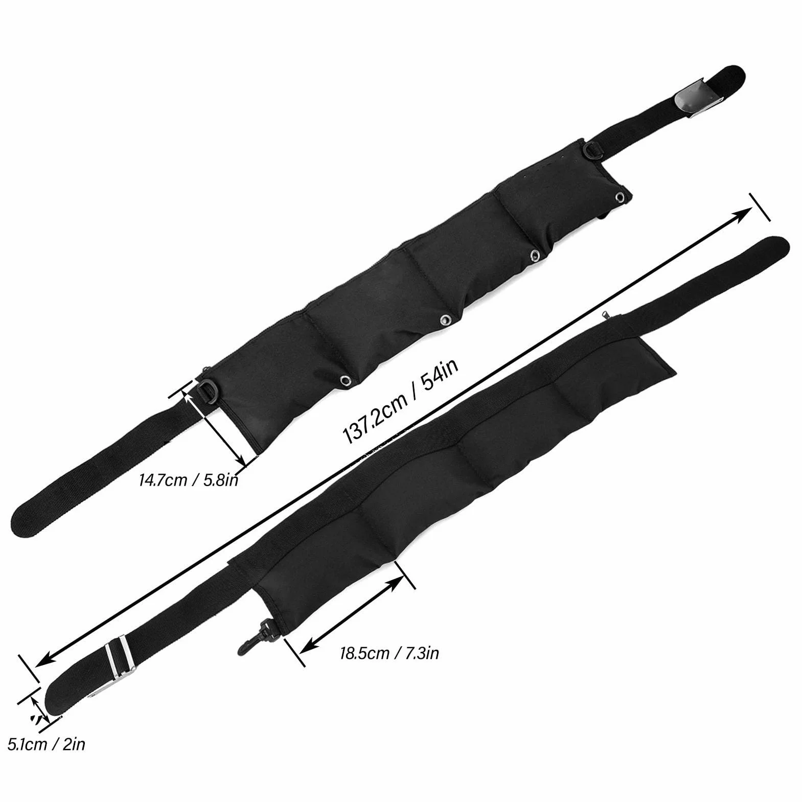 Cintura per Pesi in Vita Regolabile con 4 Tasche in Neoprene e Tessuto Oxford Nylon 600D per Apnea