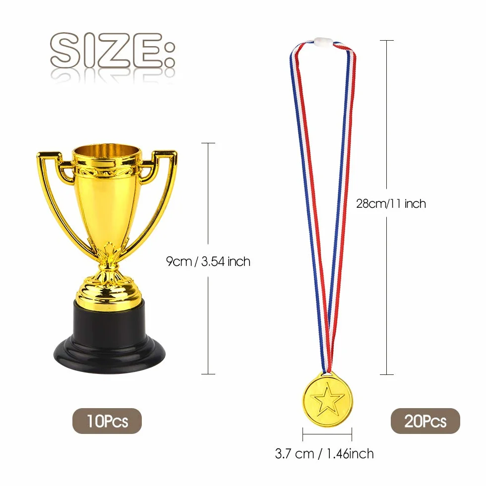 FEPITO 30 Pezzi Medaglie da Trofeo in Oro per Premi per Bambini Sport