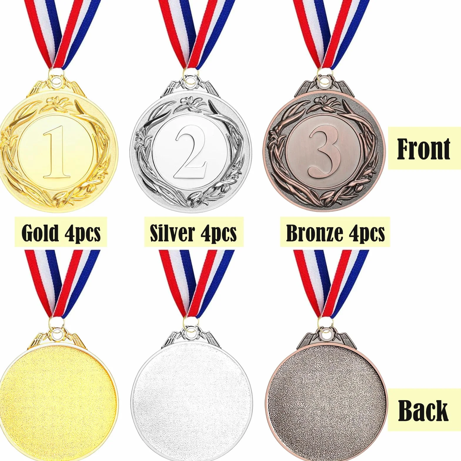 Medaglie di Premio Oro Argento Bronzo con Nastri Diametro 5,0 cm per Sport Concorsi