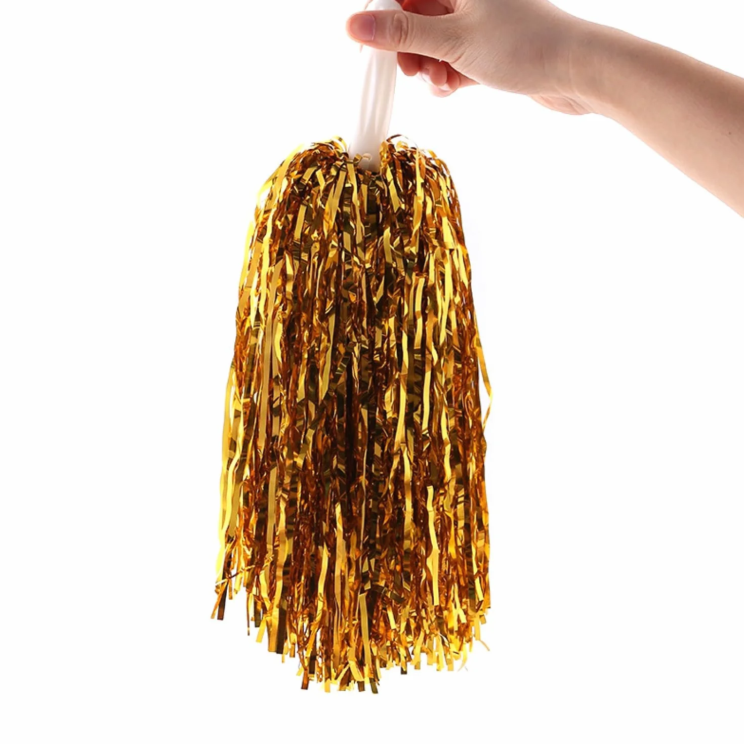 Pompon da cheerleader in plastica argento per calcio basket tifo danza feste