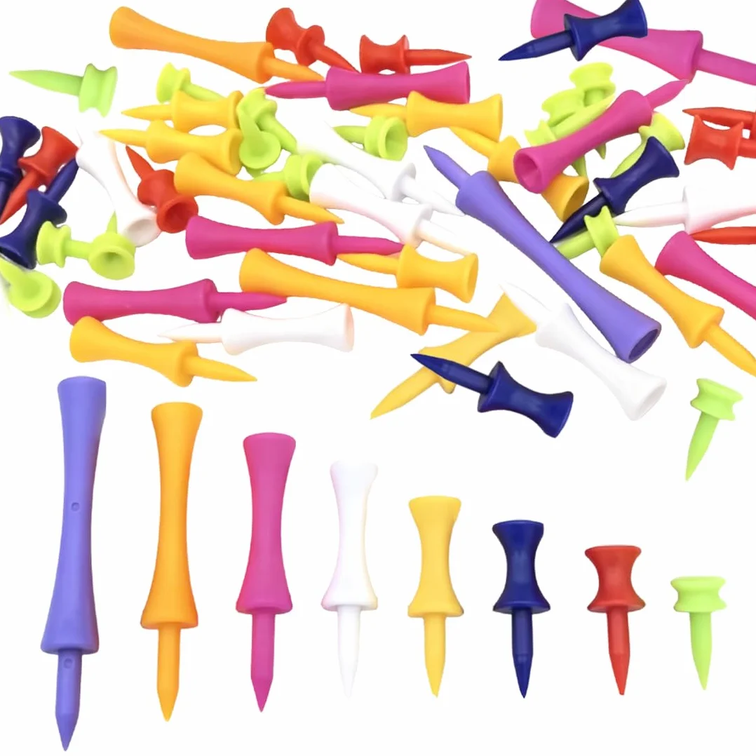 Tee da Golf Professional 48 Pezzi, Golf Tees, tè da Golf in plastica, Controllo Professionale dell'altezza, Lungo Corto Colore Misto Allenamento di Golfisti, 25/32/38/44/52/60/70/83mm