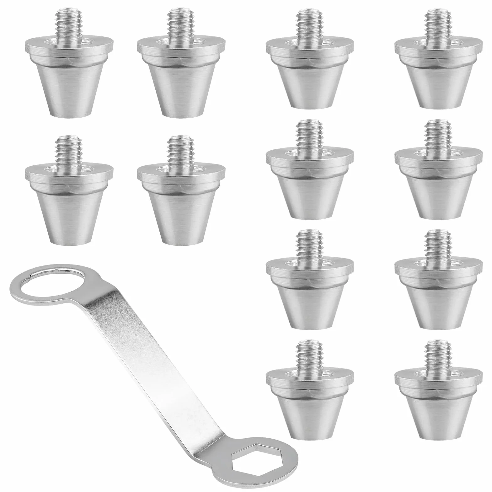 Tacchetti da Calcio Ferro 12 Pezzi Compatibili per Scarpe Sportive con Chiave 11 mm 13 mm