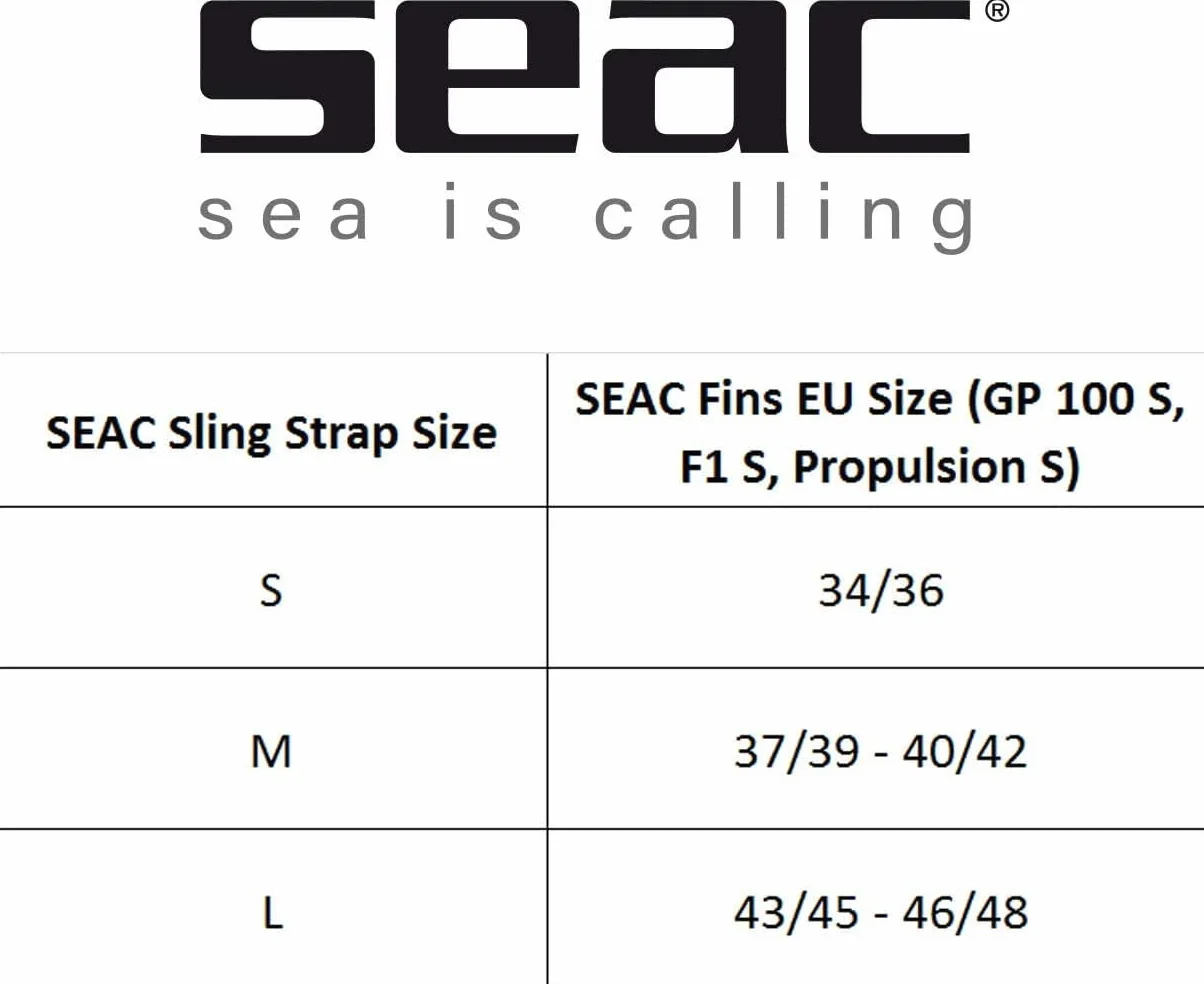 SEAC Sling Strap Cinghia a Tracolla per Pinne subacquee F1 S/Propulsion S / GP100 S