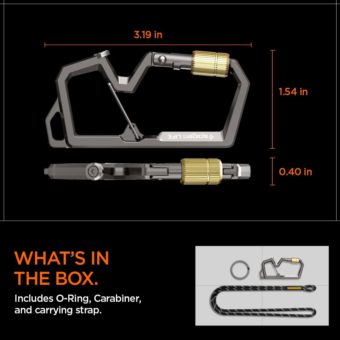 Spigen Life EDC moschettone portachiavi apribottiglie bloccaggio cinghia O-ring