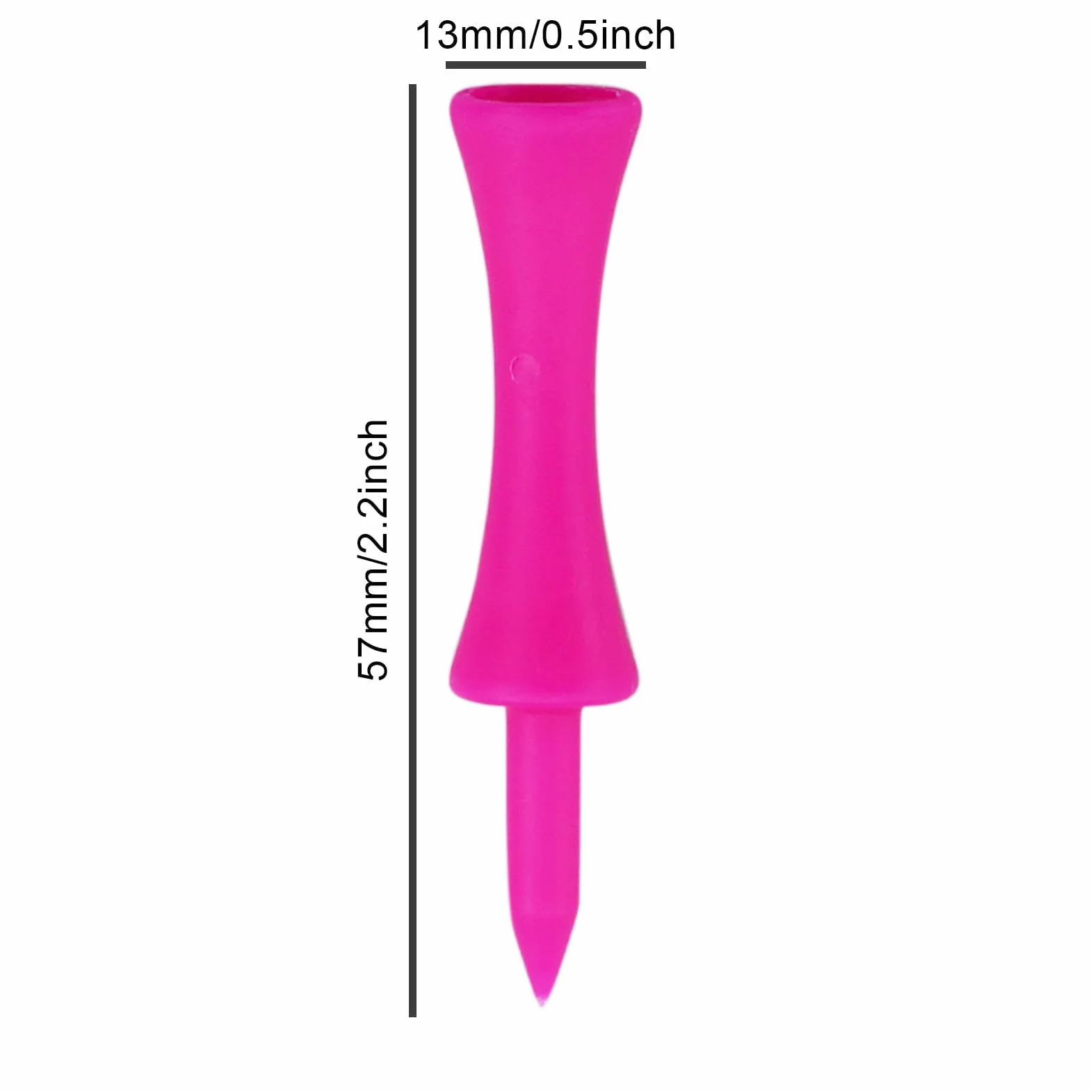 100 tè da golf in plastica, 57 mm, Tee da golf rosa, ben visibili, colori vivaci, Castle Tees Golf portatili per golfisti per esercitare, indistruttibili tè da golf in plastica