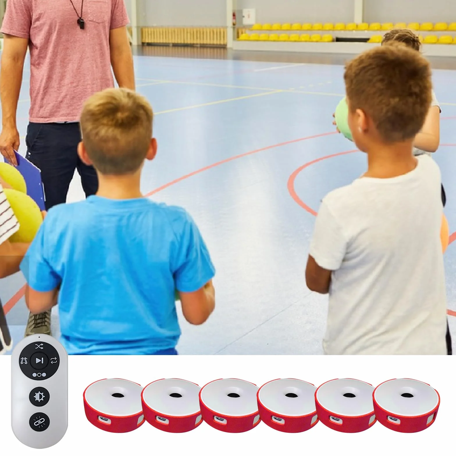 Luci di Allenamento di Reazione 4 Colori Set Lampade Allenamento Agile 4 Modalità Controllo Remoto Ricarica USB